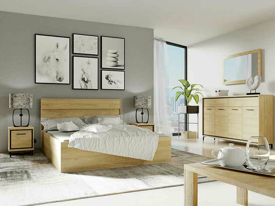 Slaapkamer set Etrmoni 122 (Licht hout)