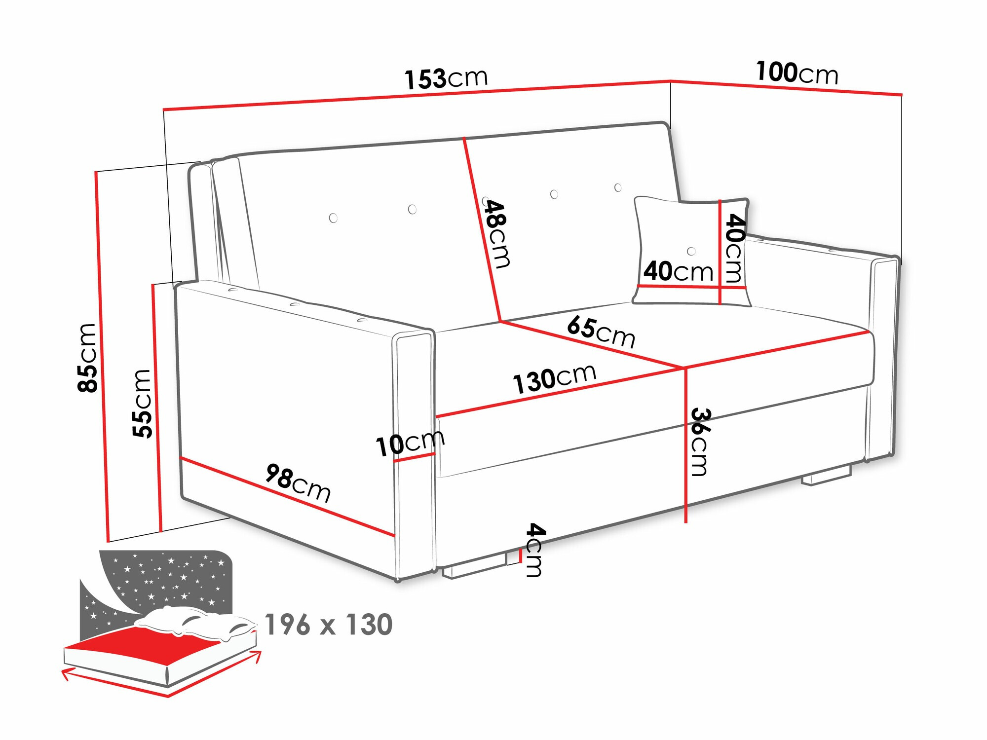 Slaapbank Columbus 234 (Coral 45)