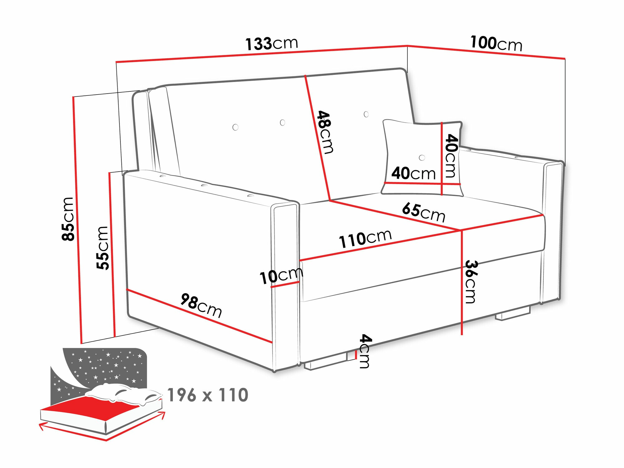 Slaapbank Columbus 235 (Coral 75)