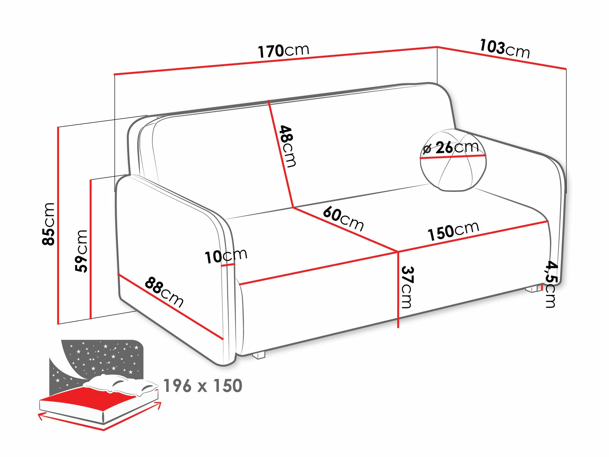Slaapbank Columbus 237 (Velo 633)