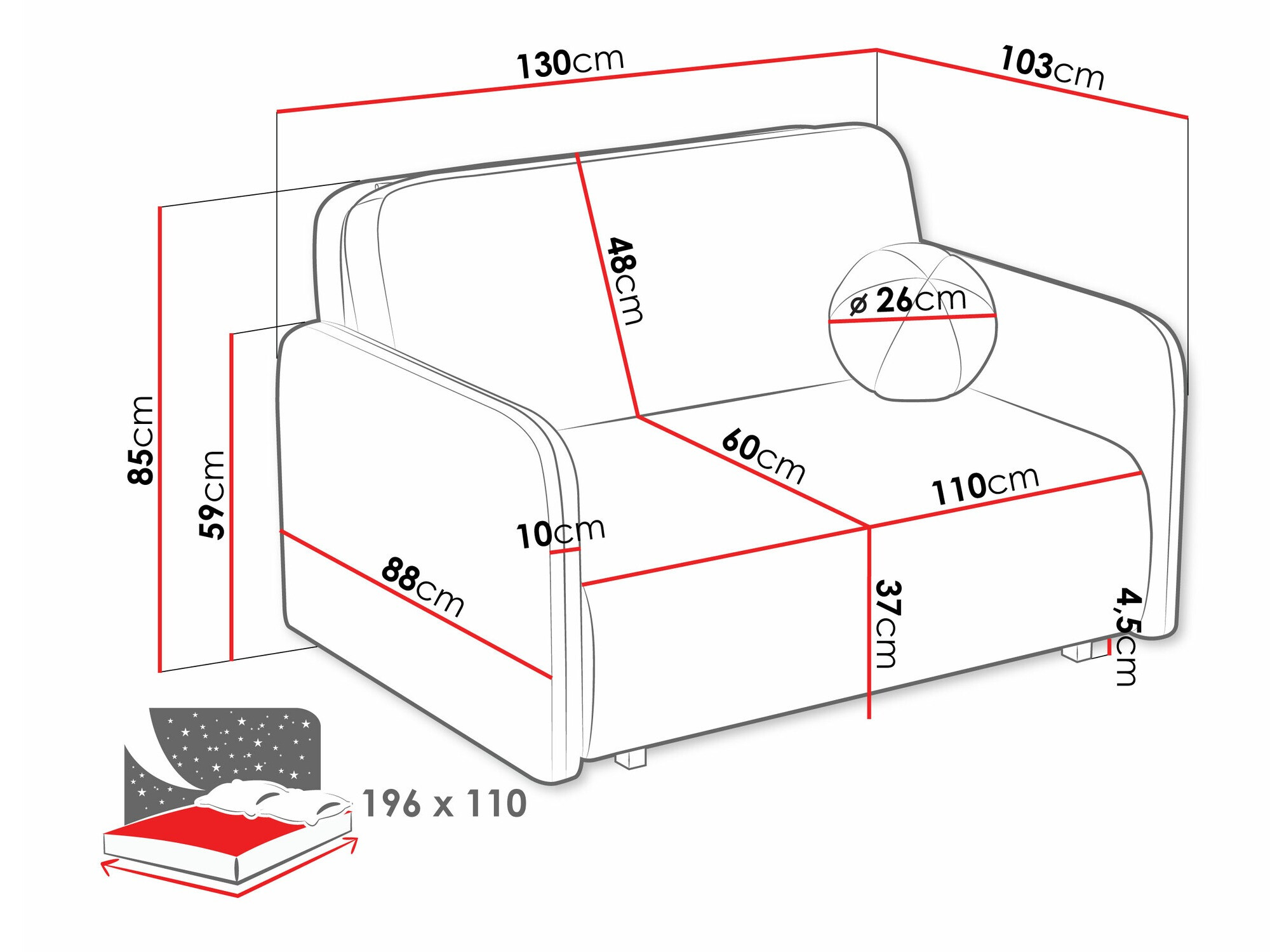 Slaapbank Columbus 239 (Coral 50)