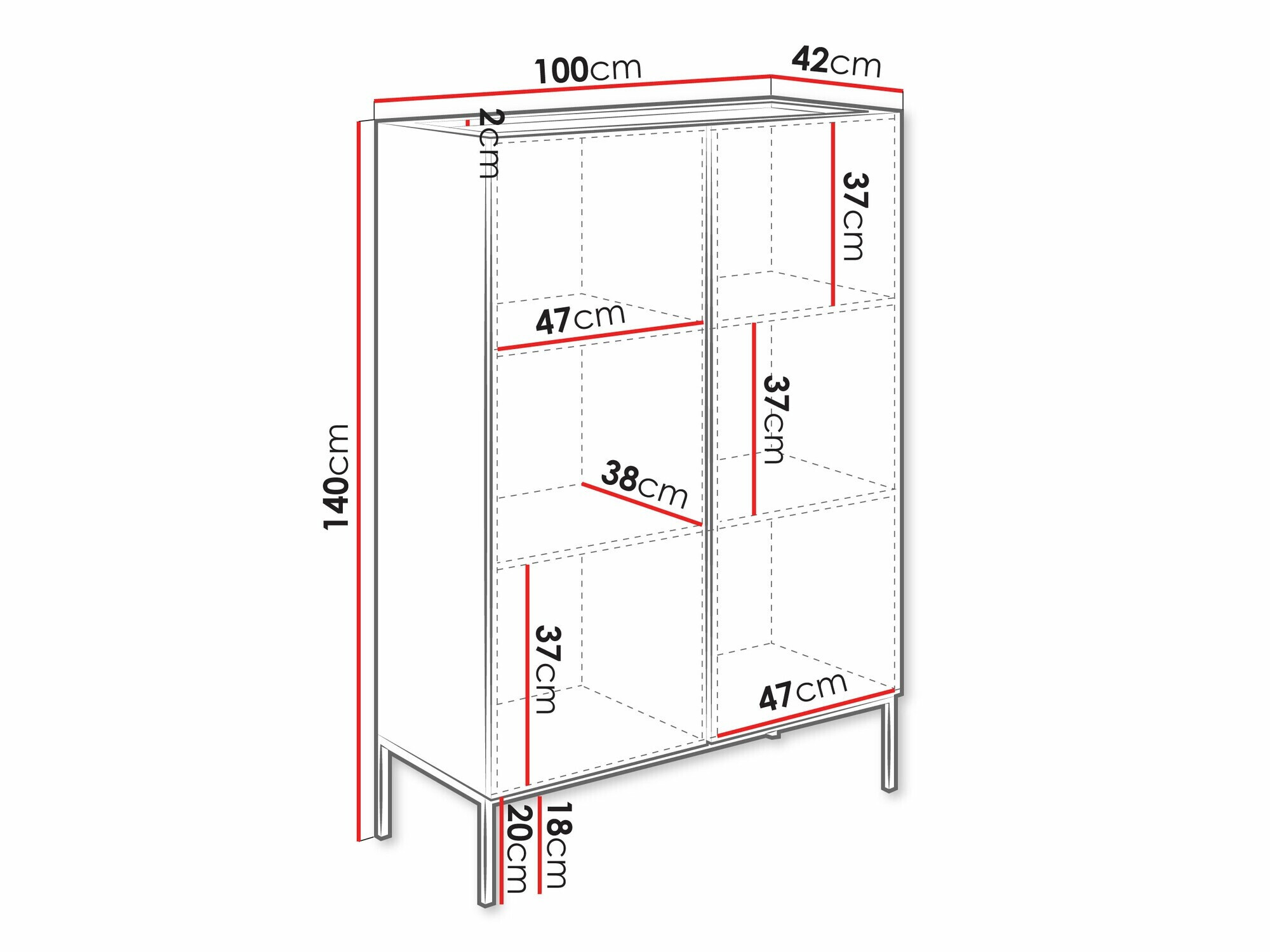 Boekenkast Lunole 100 (Kasjmier)