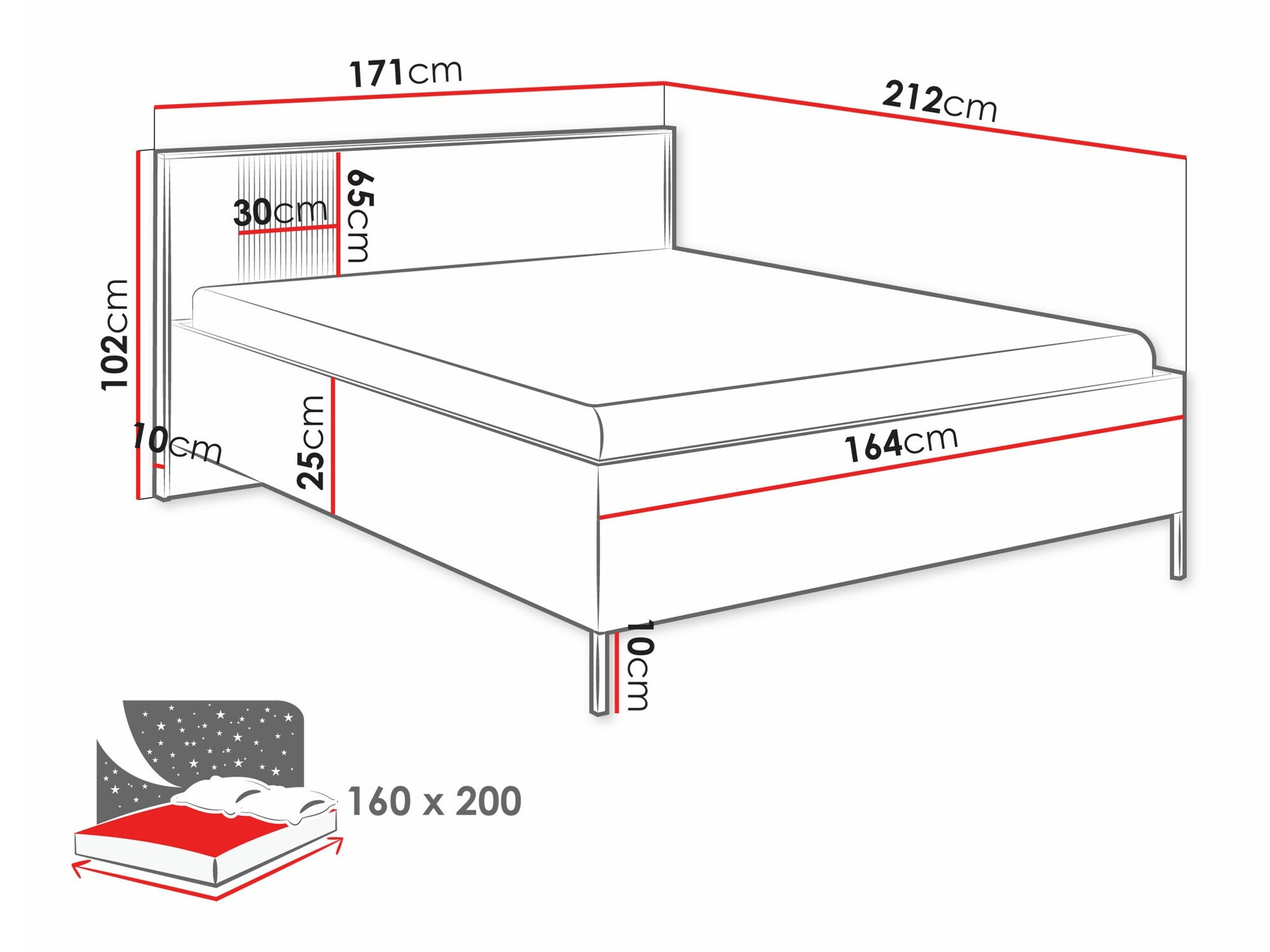 Bed Lunole 105 (Kasjmier)