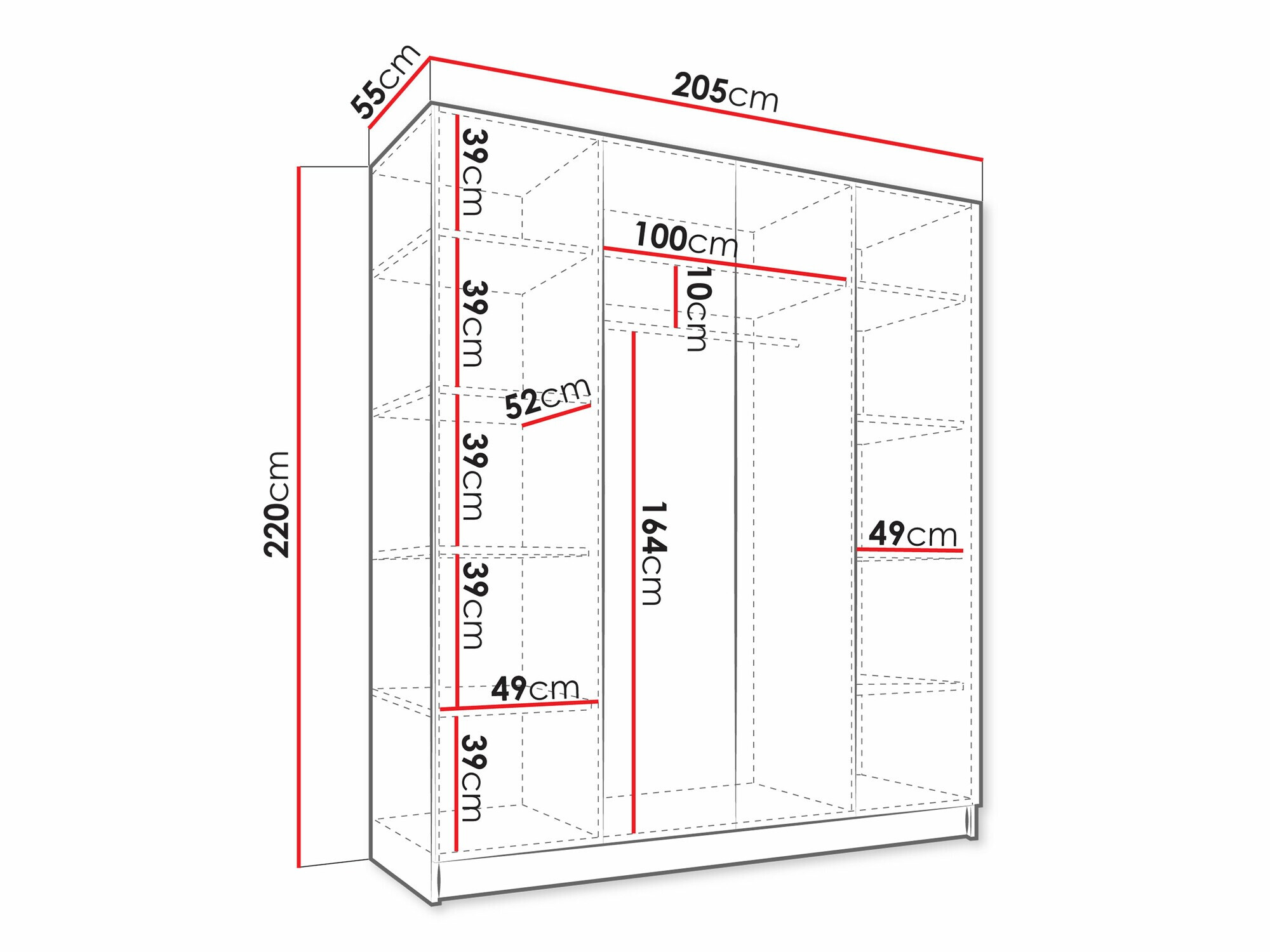 Kledingkast Lunole 107 (Artisan eiken + Zwart)