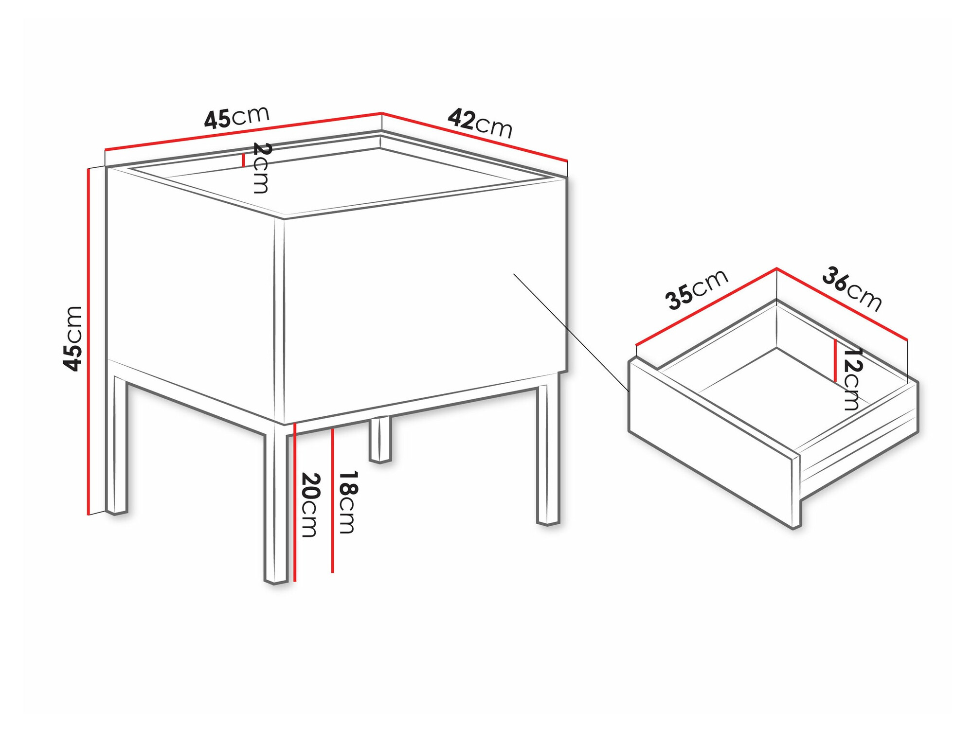 Nachtkastje Lunole 106 (Artisan eiken + Zwart)