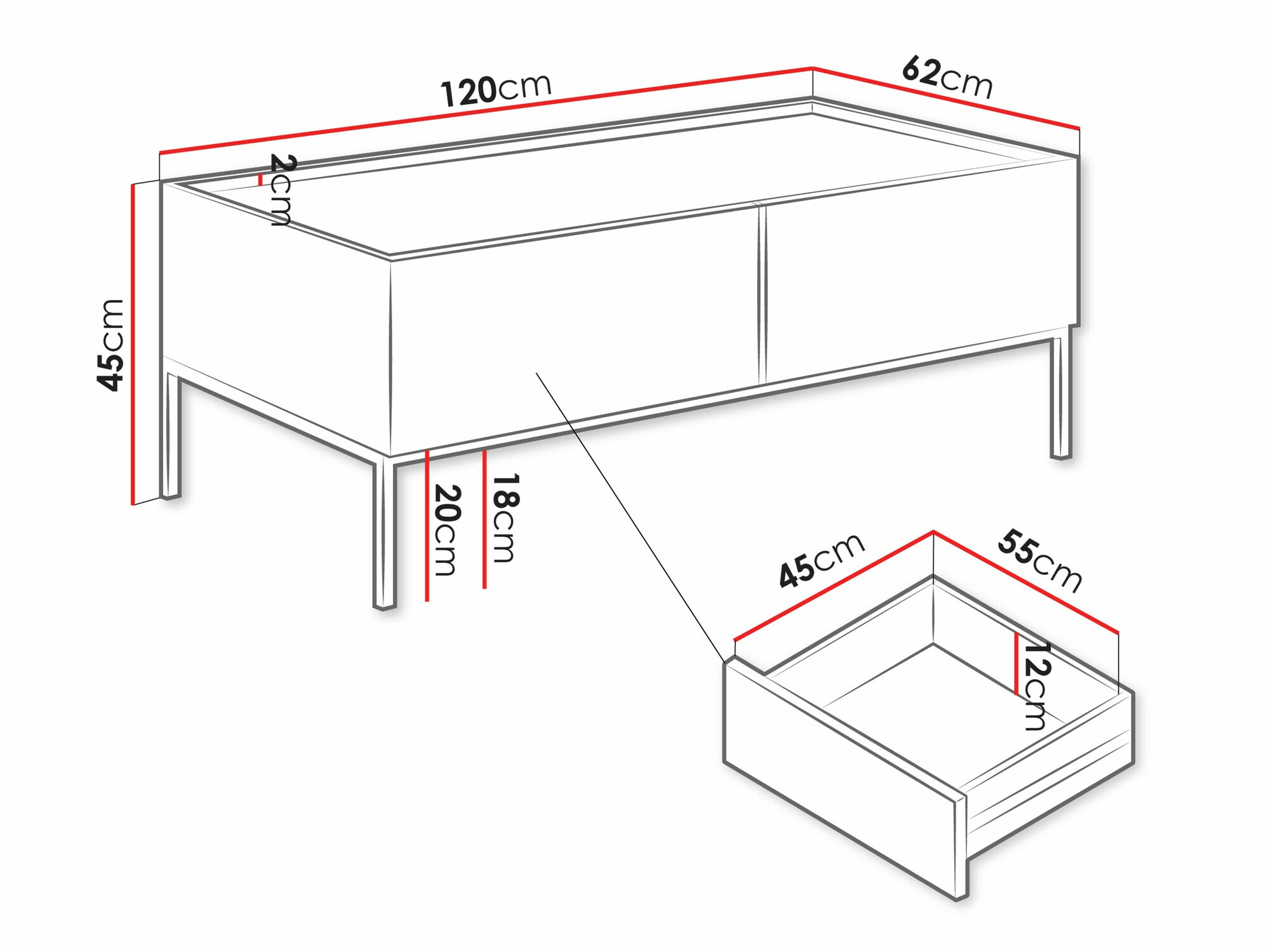 Salontafel Lunole 104 (Artisan eiken + Zwart)