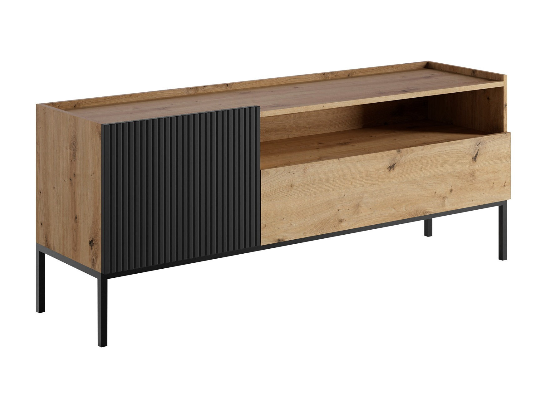 TV-meubel Lunole 108 (Artisan eiken + Zwart)