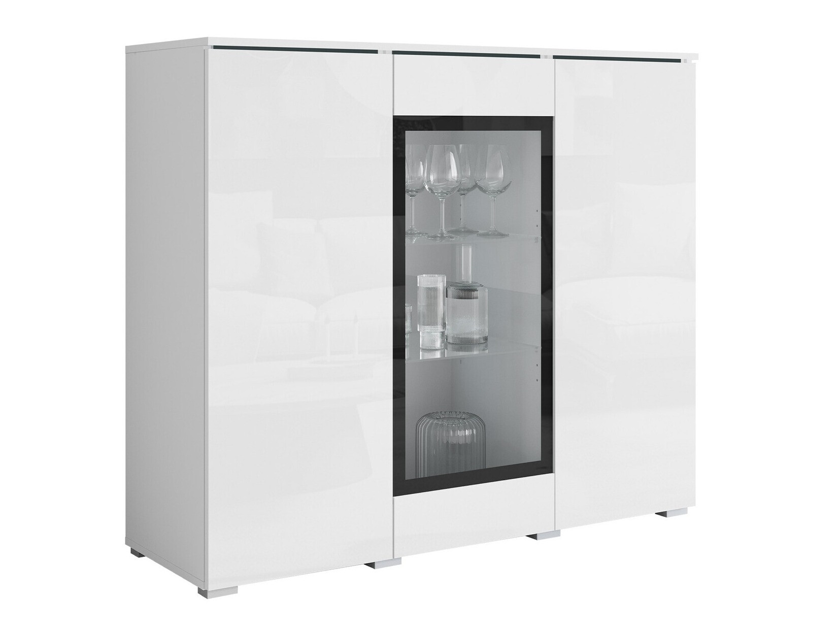 Dressoir Mirfivo 103 (Wit + Glanzend wit)
