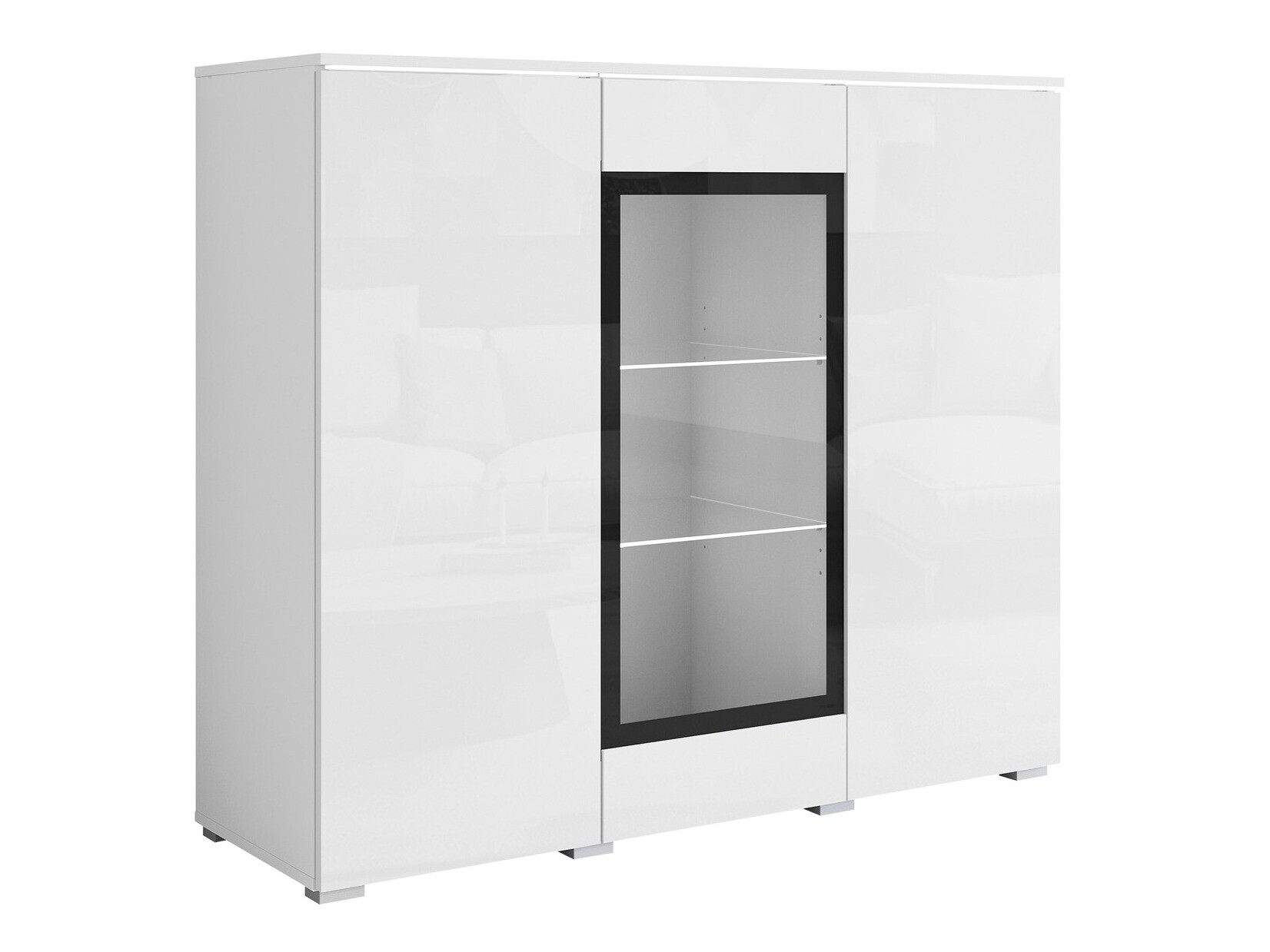 Dressoir Mirfivo 103 (Wit + Glanzend wit)