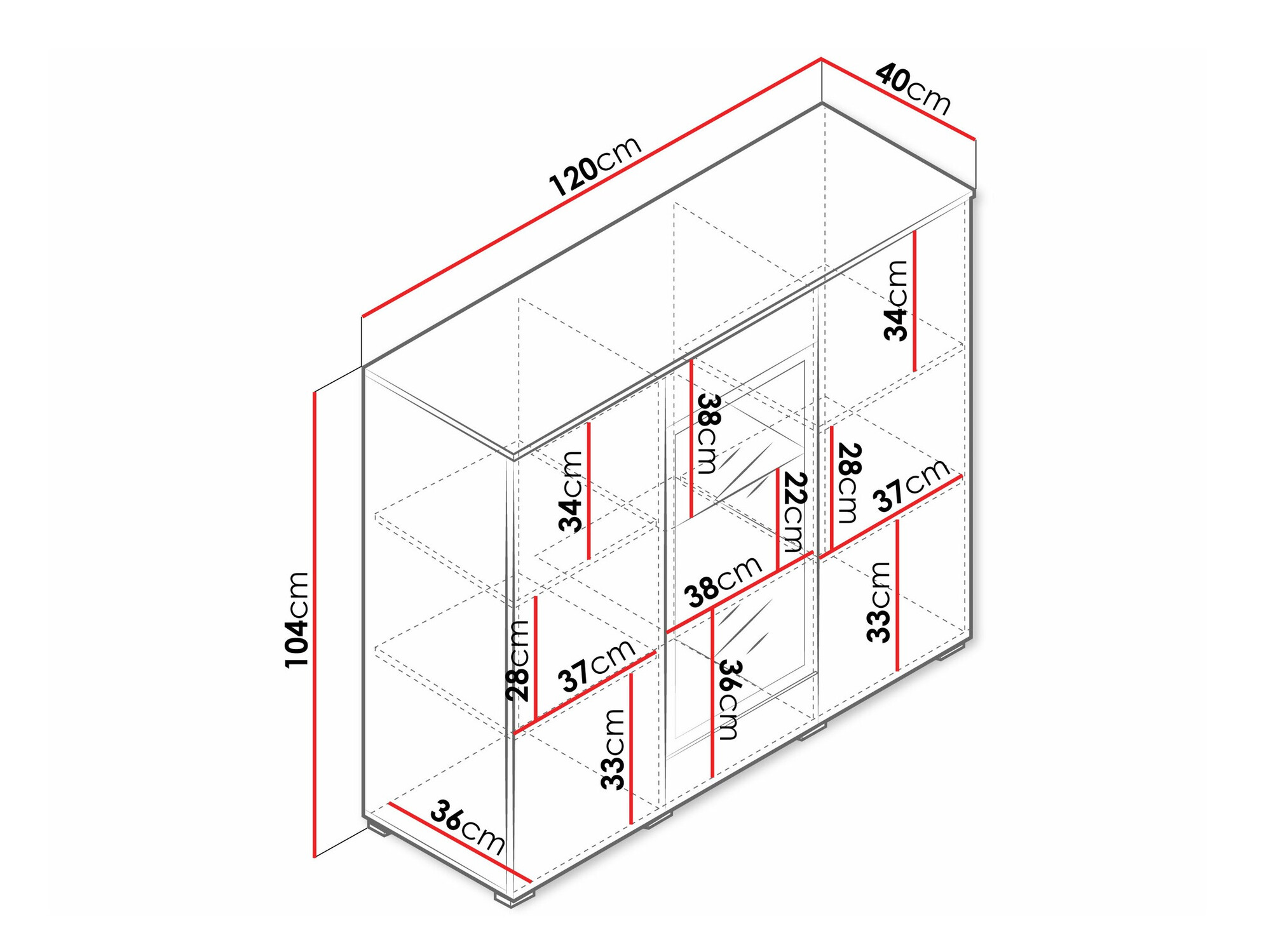 Dressoir Sarasota 186 (Matera grijs + Glanzend wit)