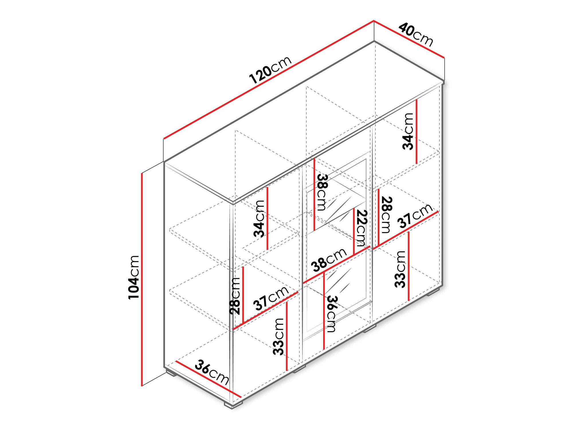 Dressoir Sarasota 186 (Matera grijs + Glanzend wit)