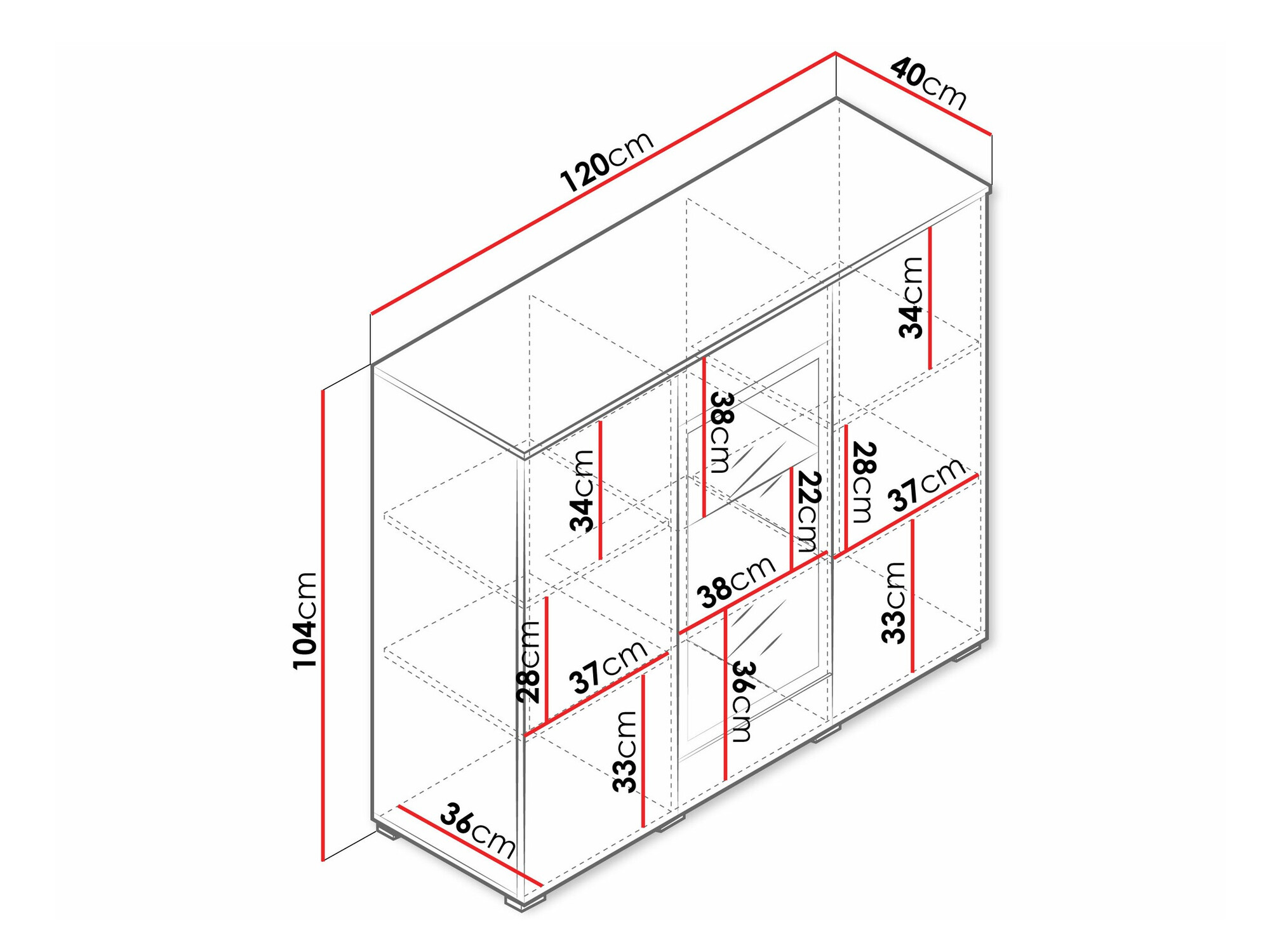 Dressoir Sarasota 186 (Wit + Glanzend wit)