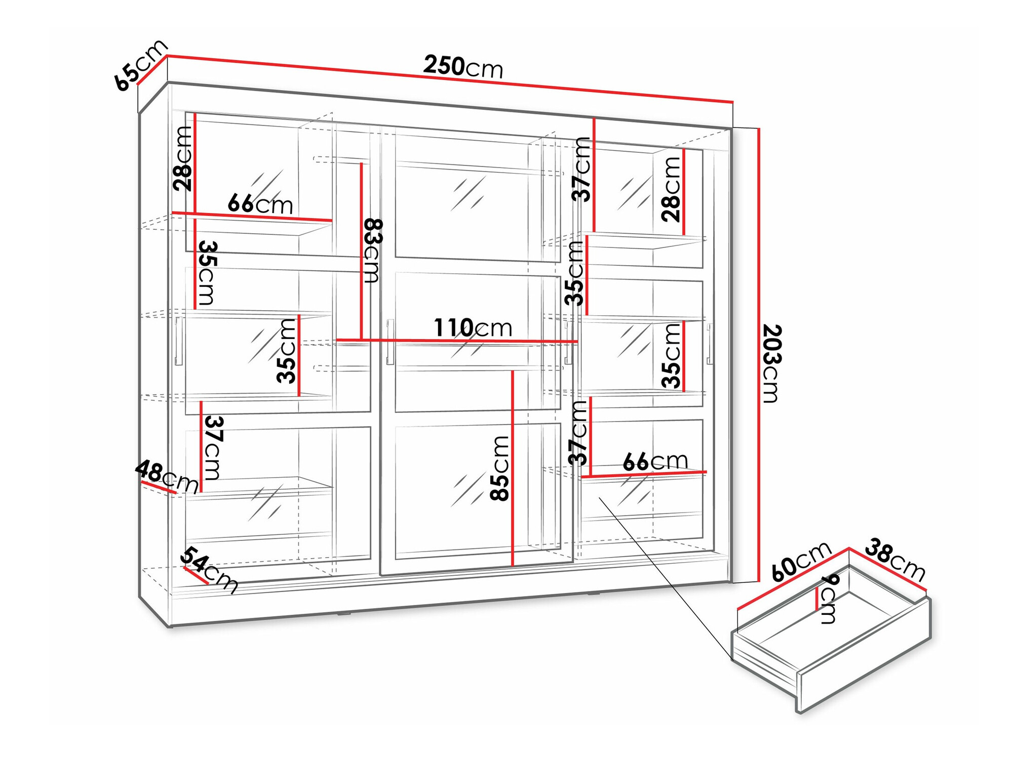 Kledingkast Comfivo 428 (Zwart)