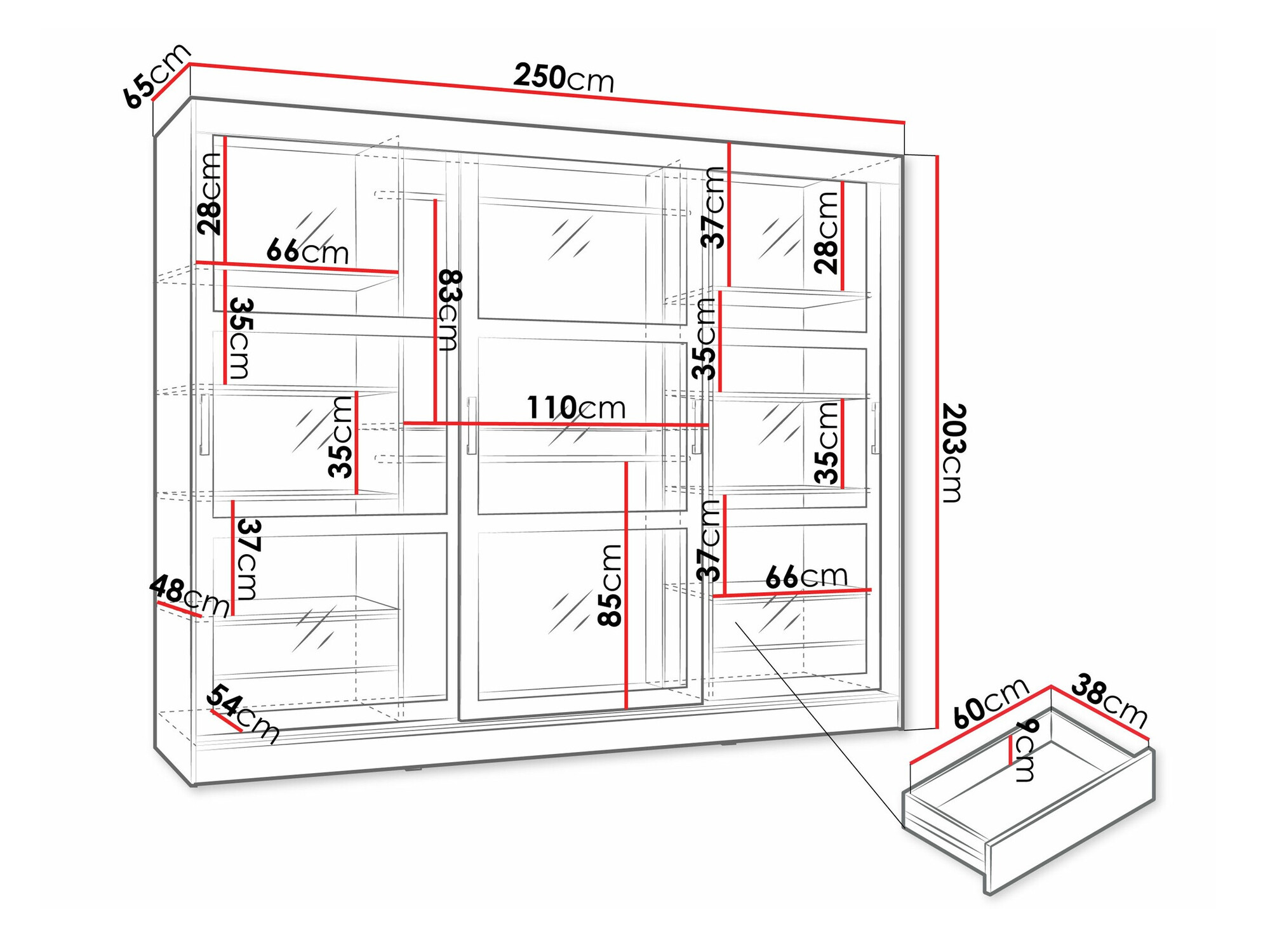 Kledingkast Comfivo 428 (Zwart)