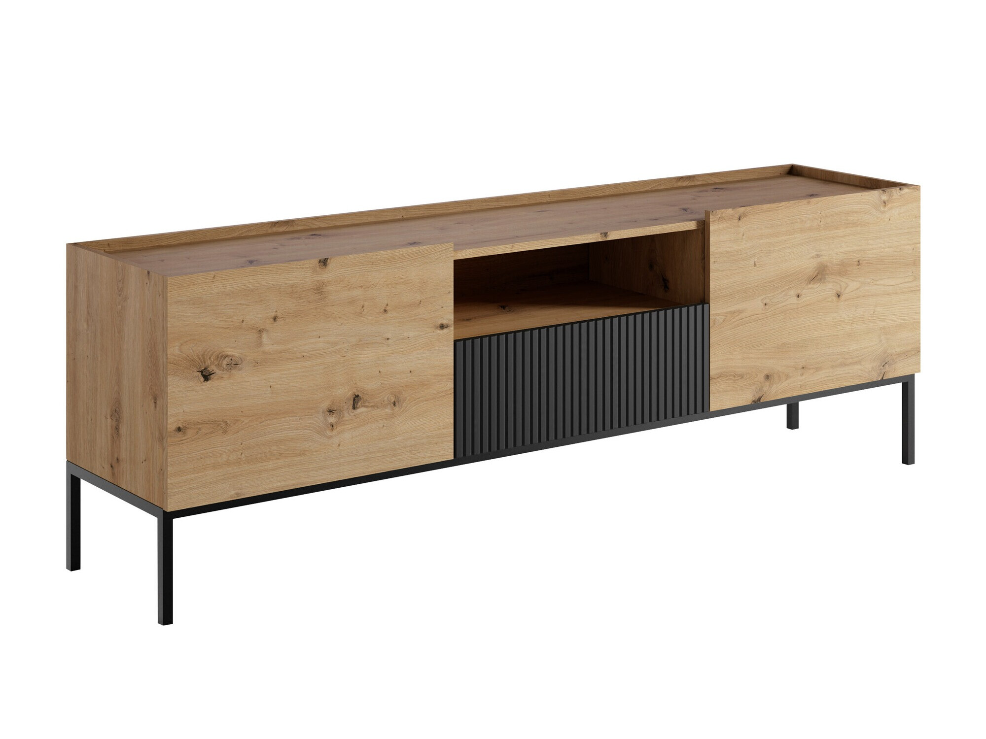 TV-meubel Lunole 109 (Artisan eiken + Zwart)