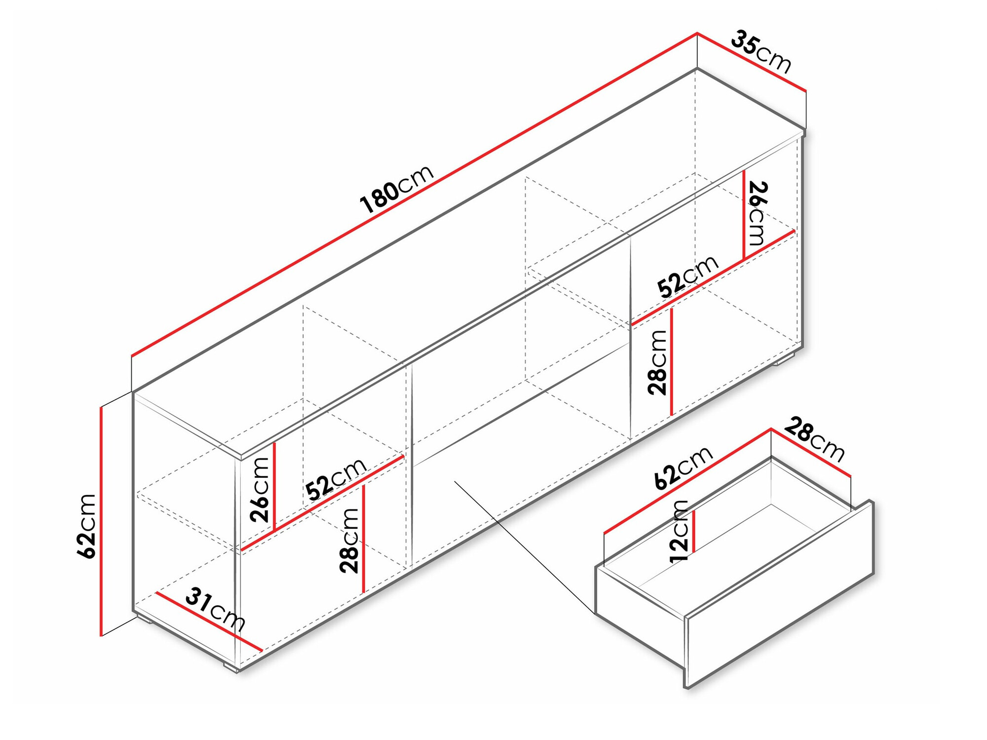 TV-meubel Miami 413 (Matera grijs + Glanzend wit)