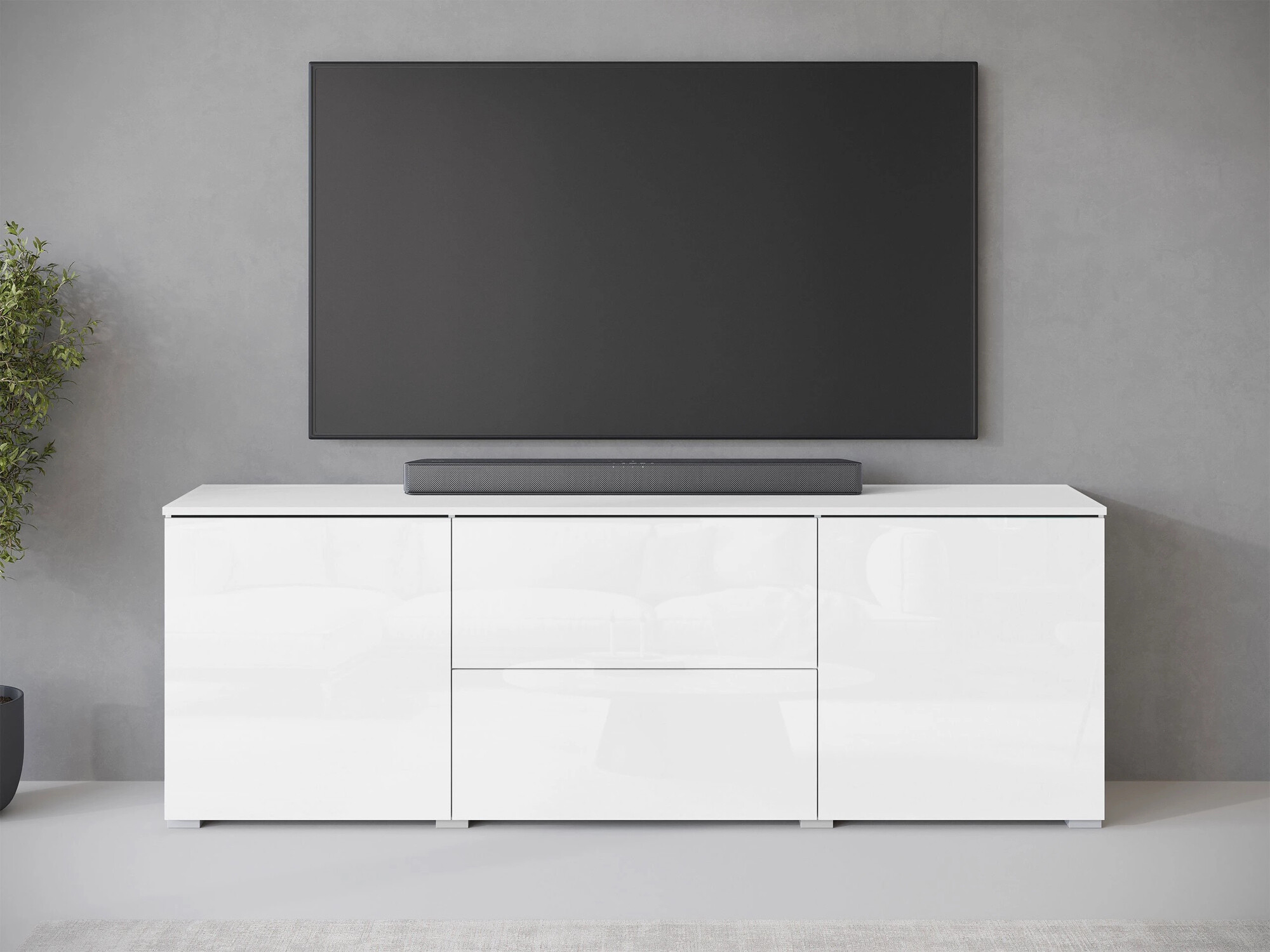 TV-meubel Mirfivo 104 (Wit + Glanzend wit)