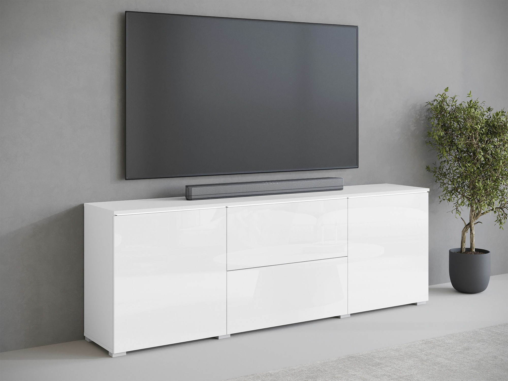 TV-meubel Mirfivo 104 (Wit + Glanzend wit)