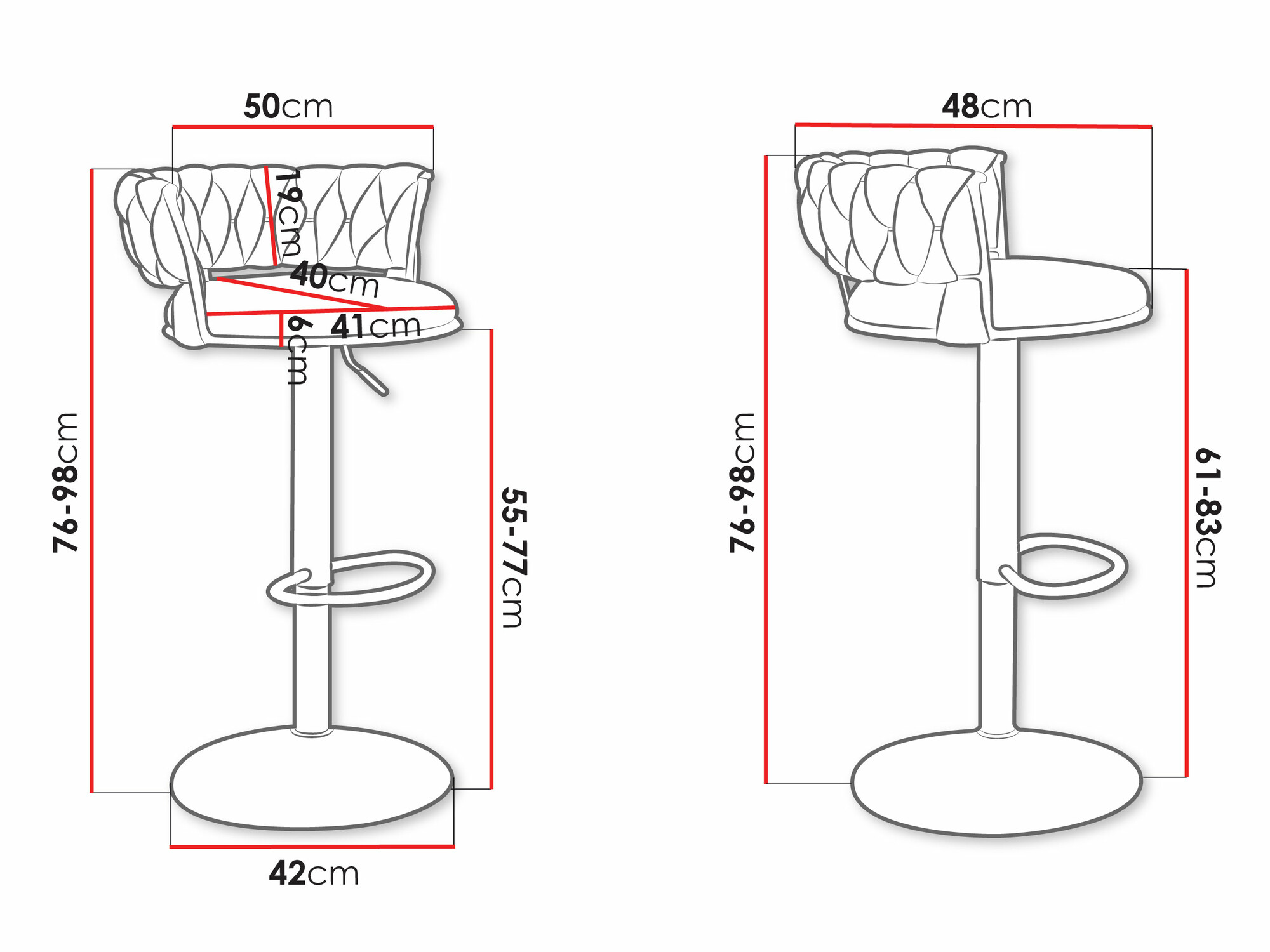 Barkruk Comfivo 441 (Zwart + Grijs)