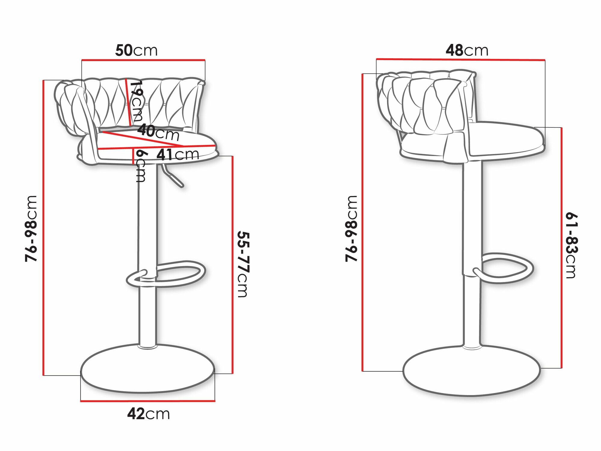 Barkruk Comfivo 441 (Zwart)