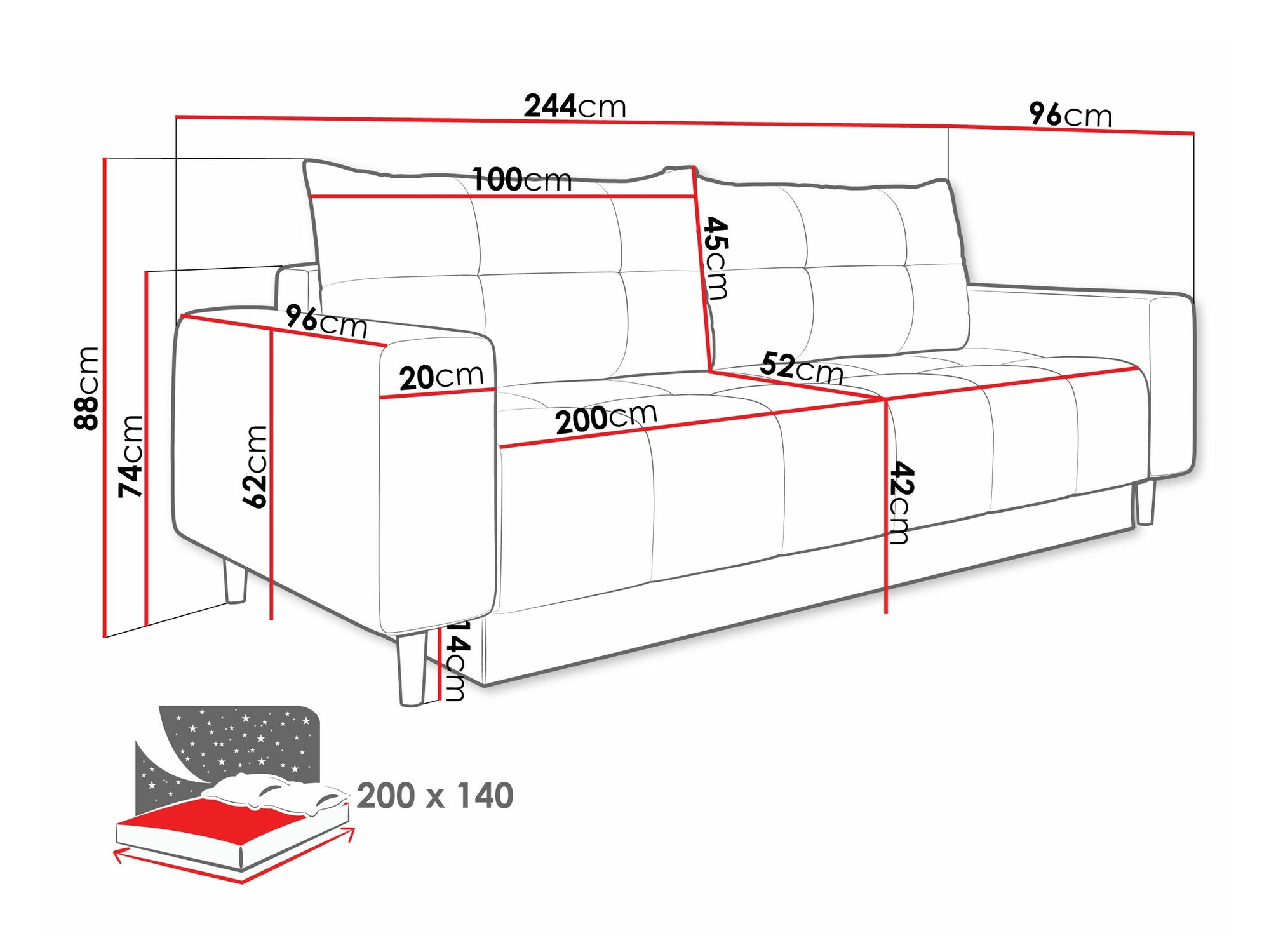 Slaapbank Delaware 104 (Bluvel 30)