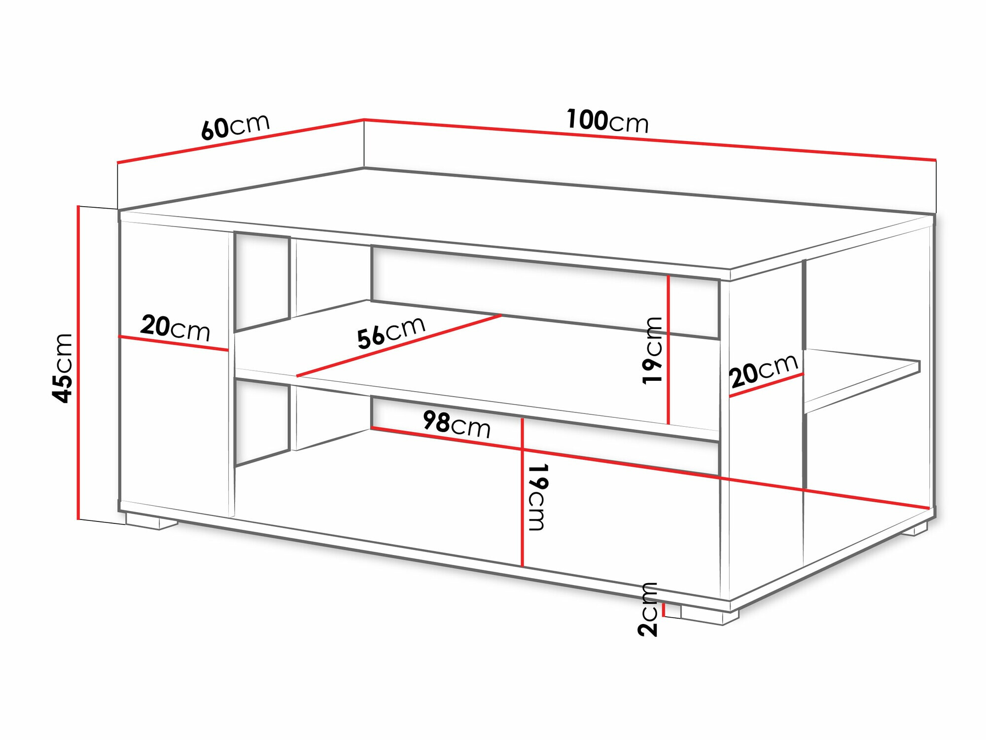 Salontafel Sarasota 187 (Grafiet)
