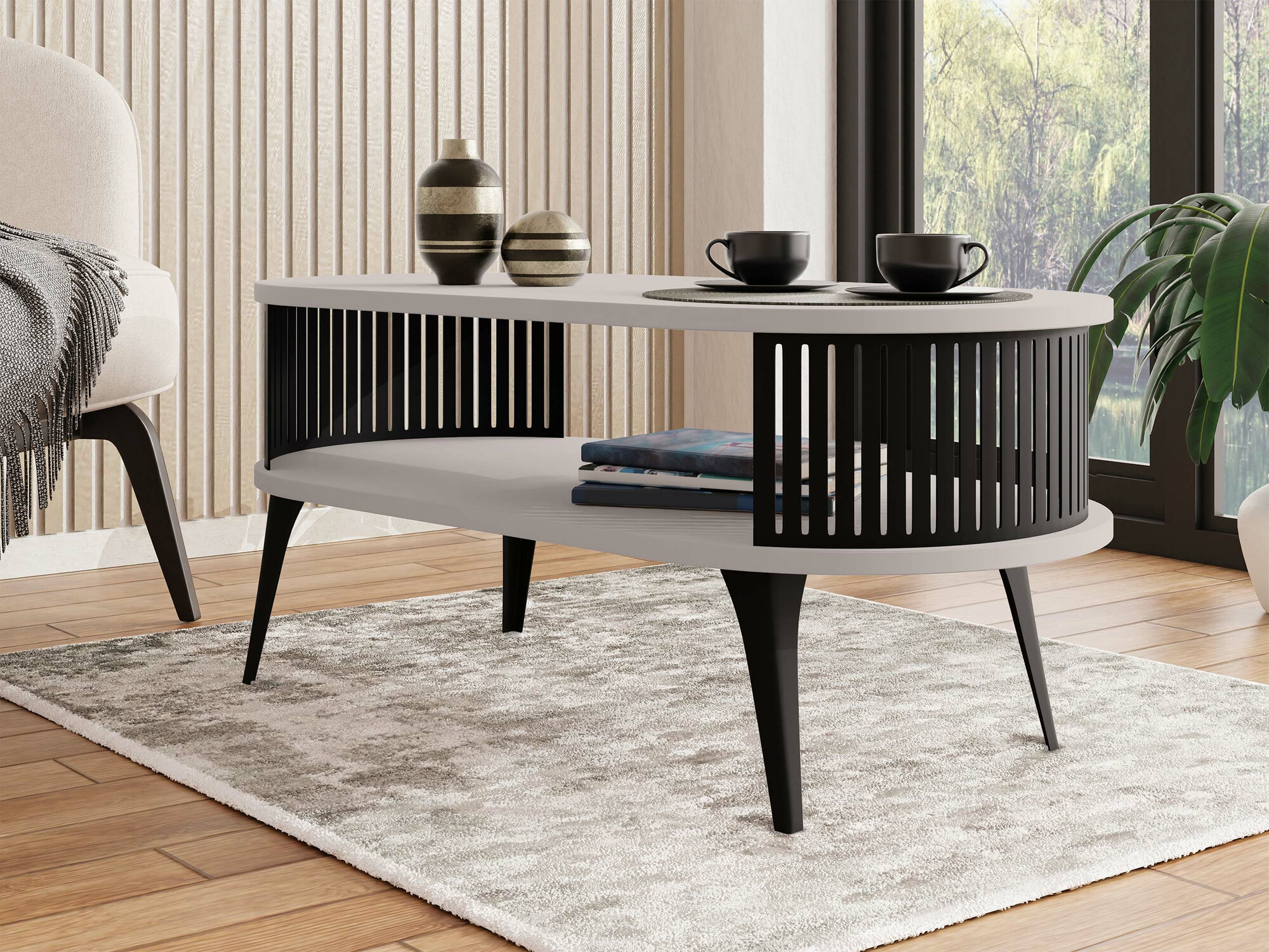 Salontafel Sordore 105 (Zwart + Kasjmier)