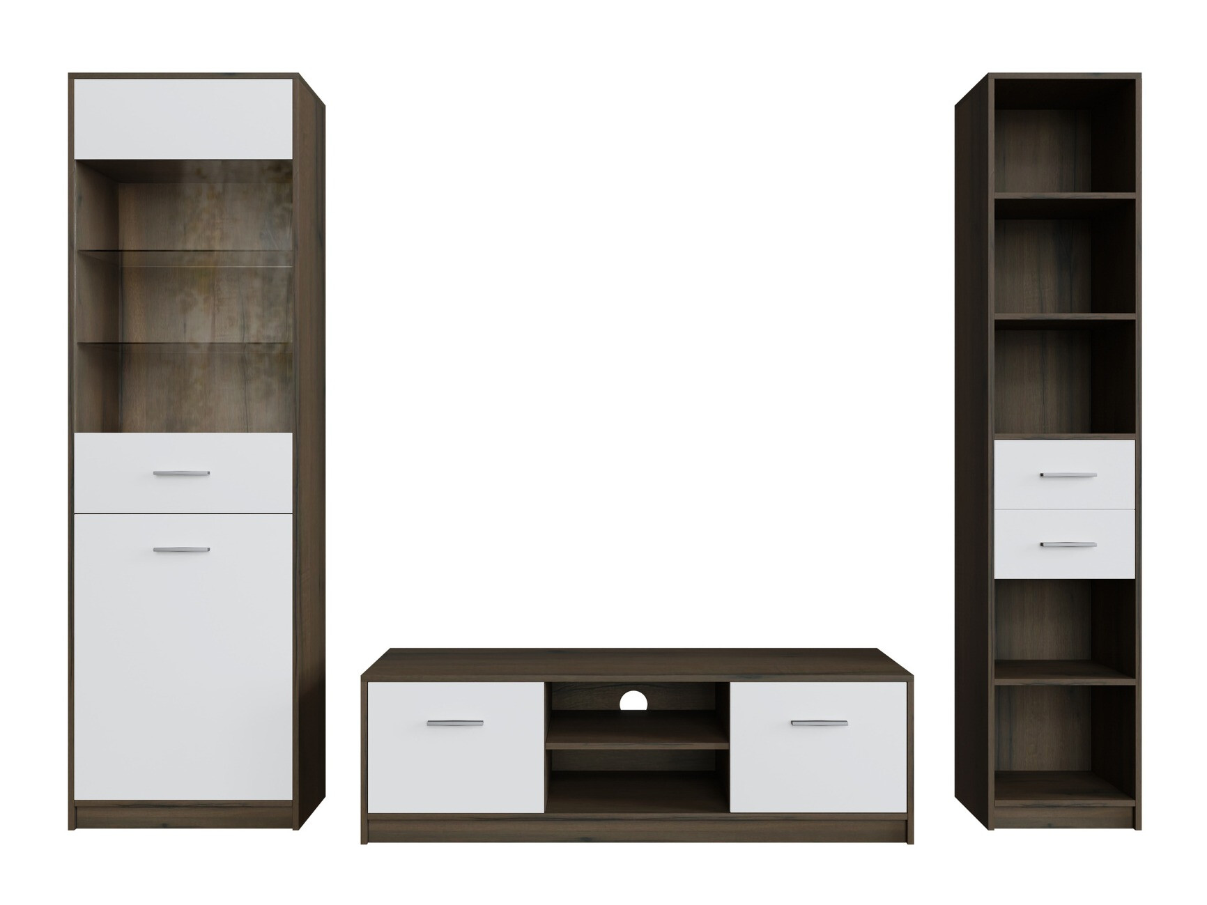 Woonkamerset Novsore 163 (Donkere eik + Wit)