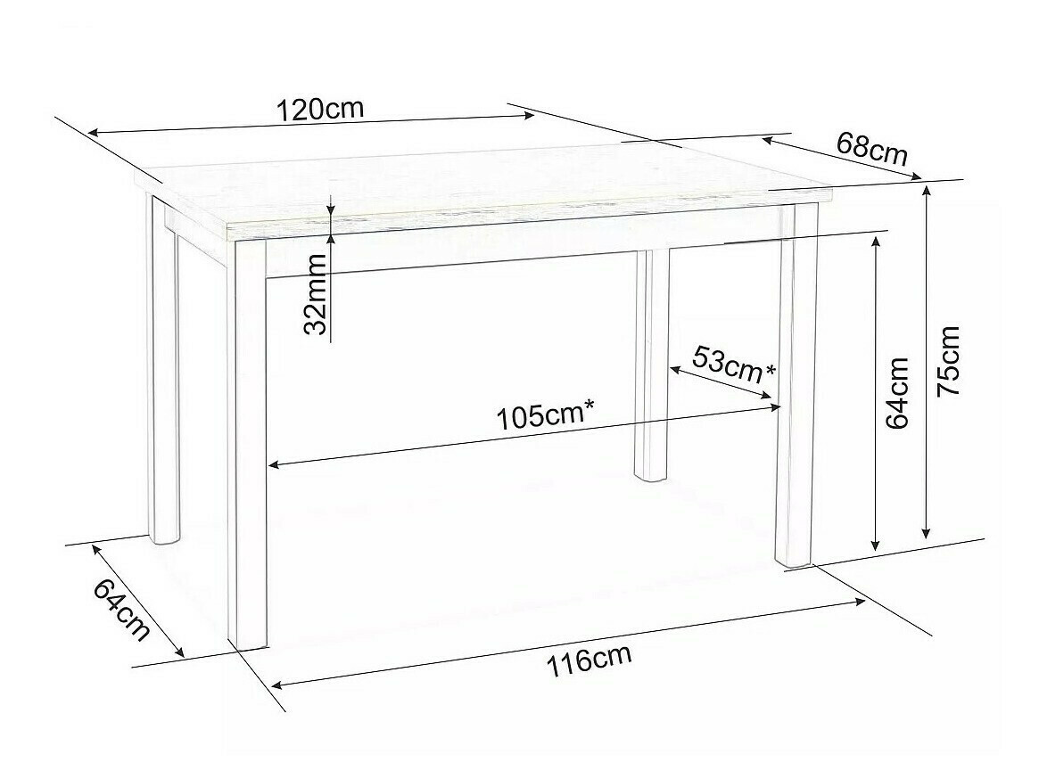 Tafel Detroit 345 (Wit)