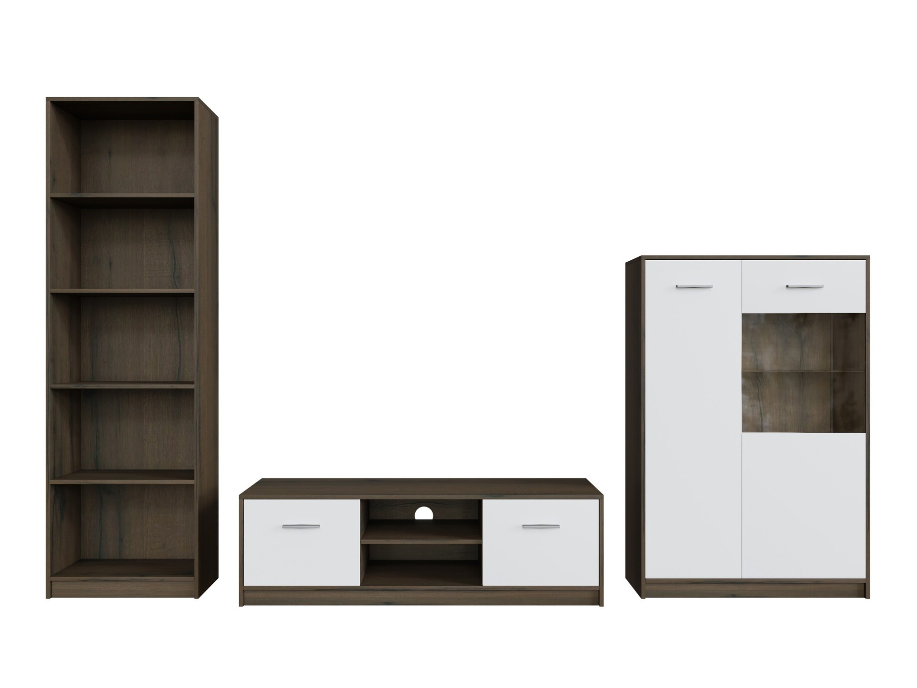 Woonkamerset Novsore 164 (Donkere eik + Wit)