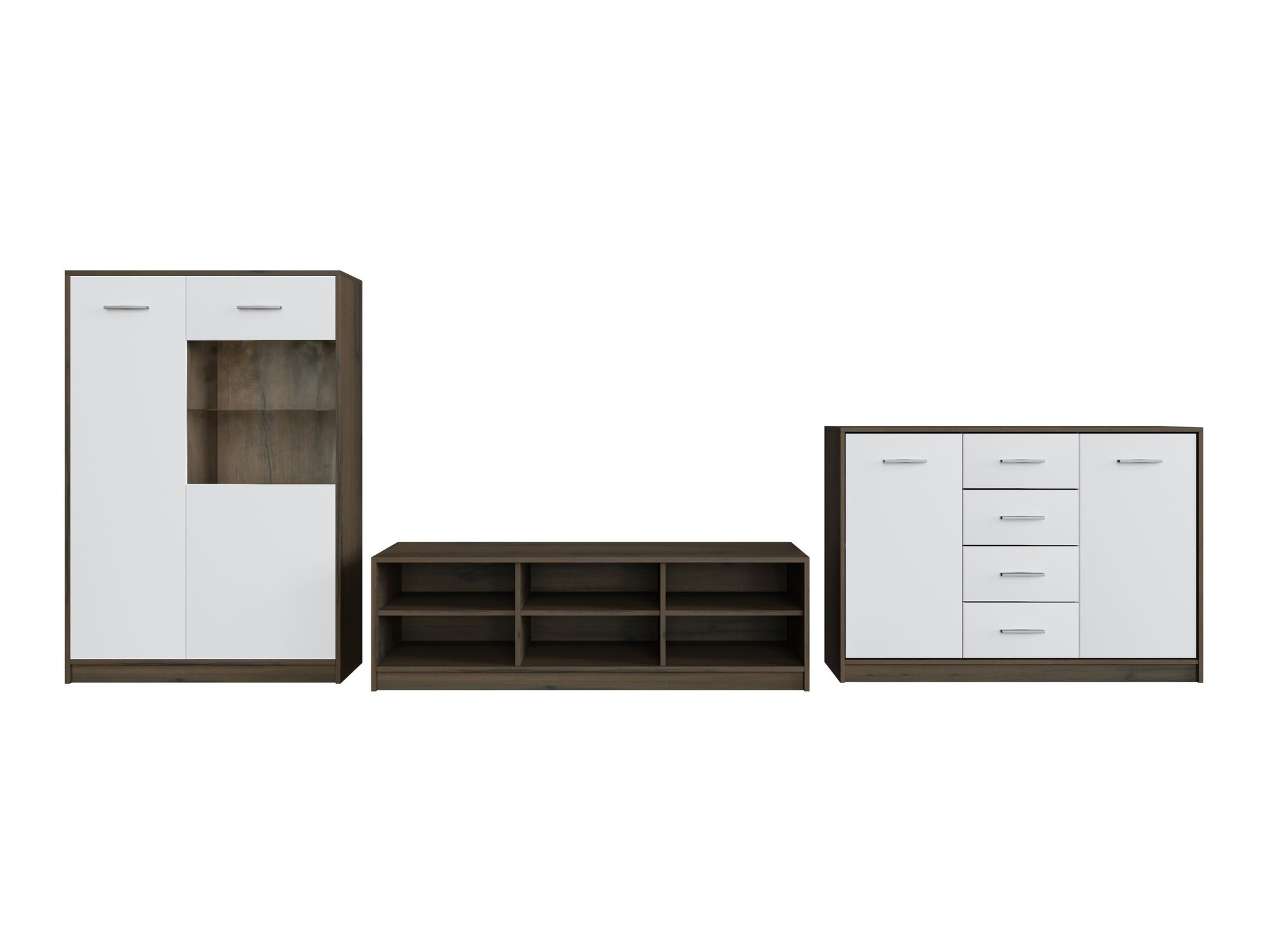 Woonkamerset Novsore 165 (Donkere eik + Wit)