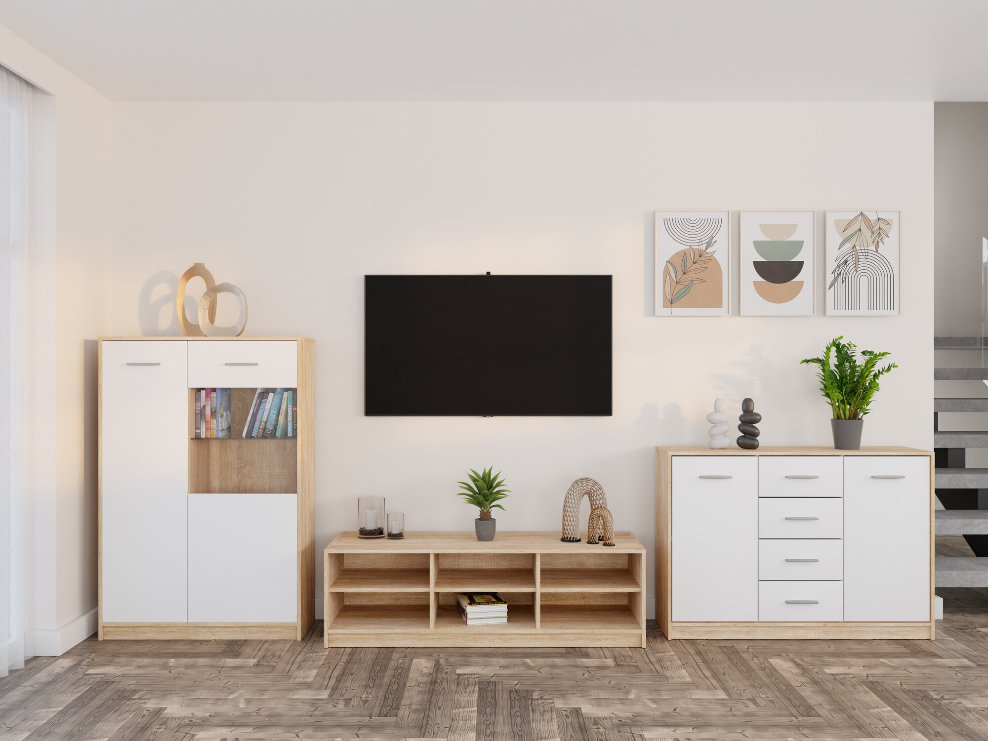 Woonkamerset Novsore 165 (Sonoma eik + Wit)