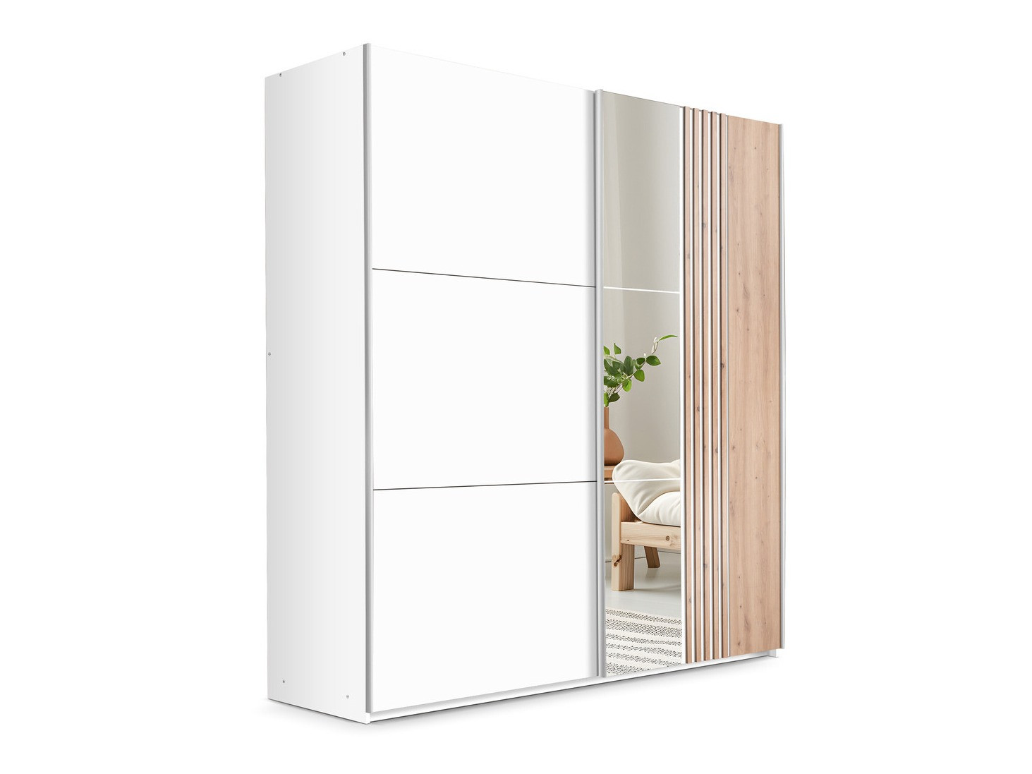 Kledingkast Honolulu 253 (Wit + Wotan eik)