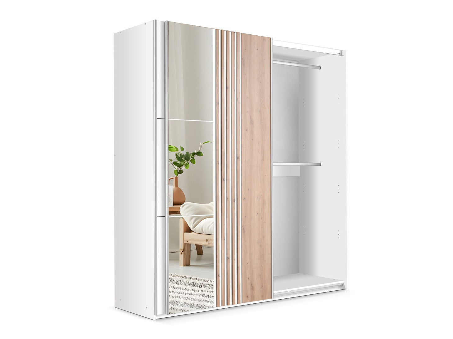 Kledingkast Honolulu 253 (Wit + Wotan eik)