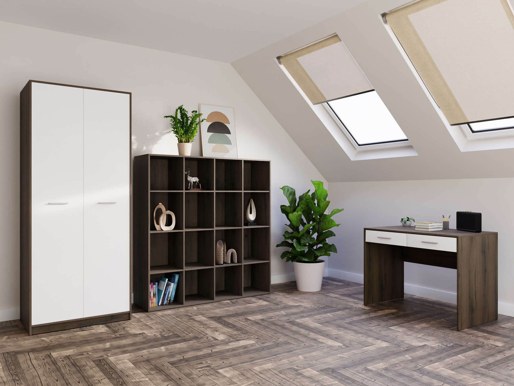 Thuiskantoorset Novsore 166 (Donkere eik + Wit)