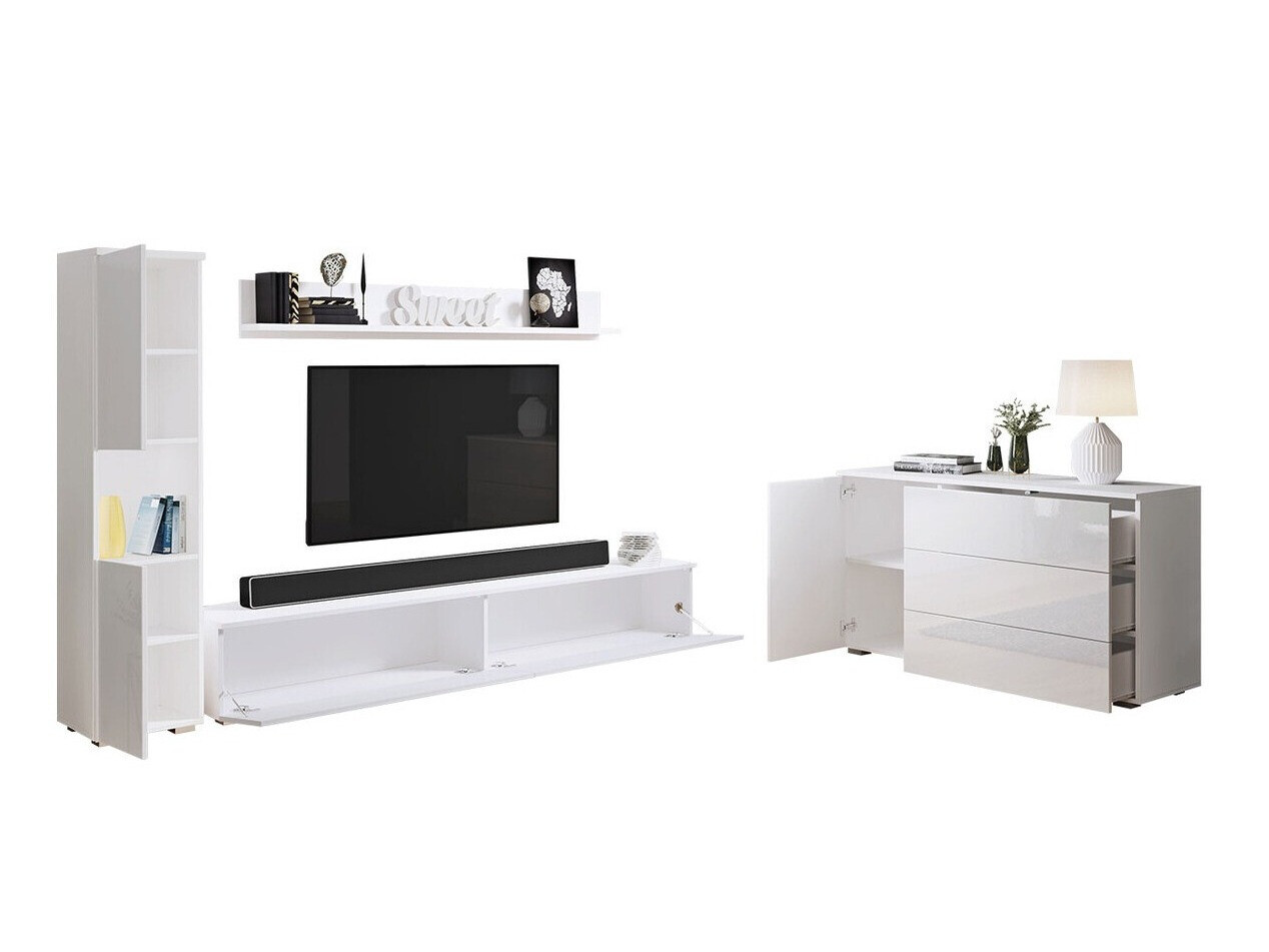 Woonkamerset Sarasota 132 (Wit + Glanzend wit)