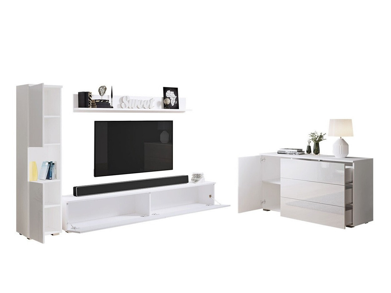 Woonkamerset Sarasota 132 (Wit + Glanzend wit)