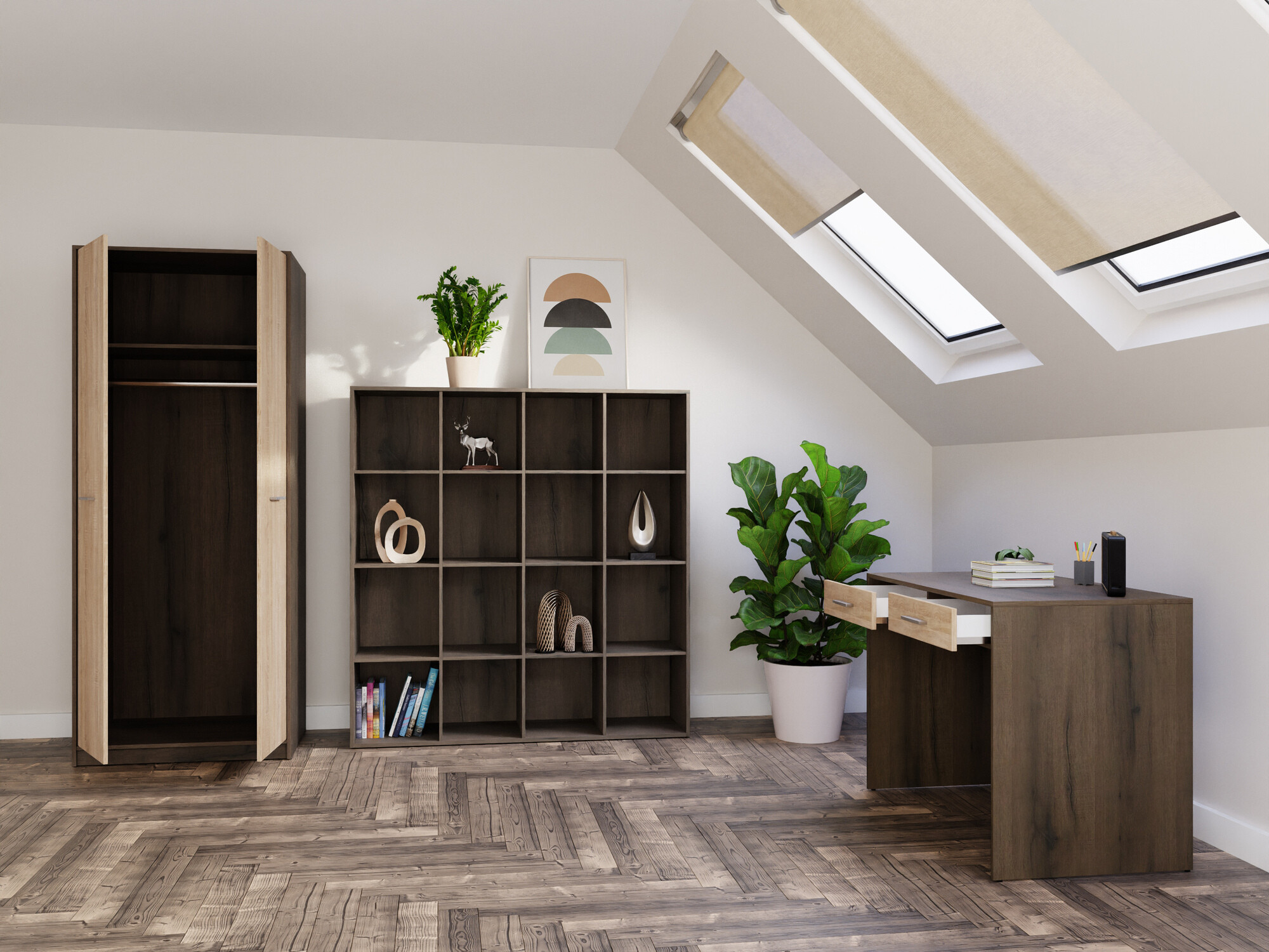 Thuiskantoorset Novsore 166 (Donkere eik + Sonoma eik)