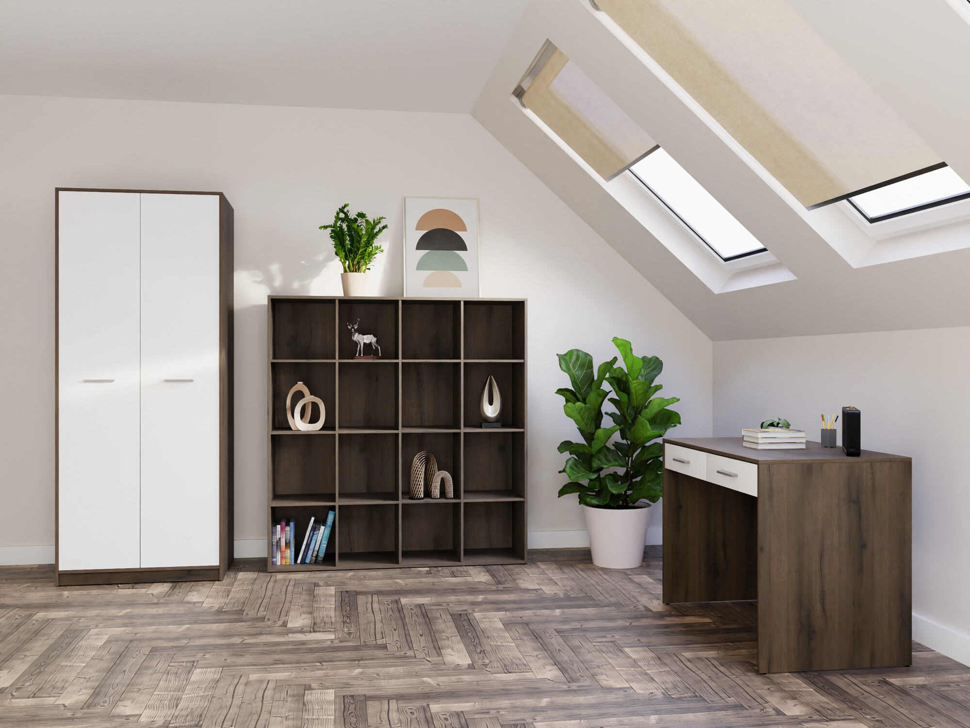 Thuiskantoorset Novsore 166 (Donkere eik + Wit)