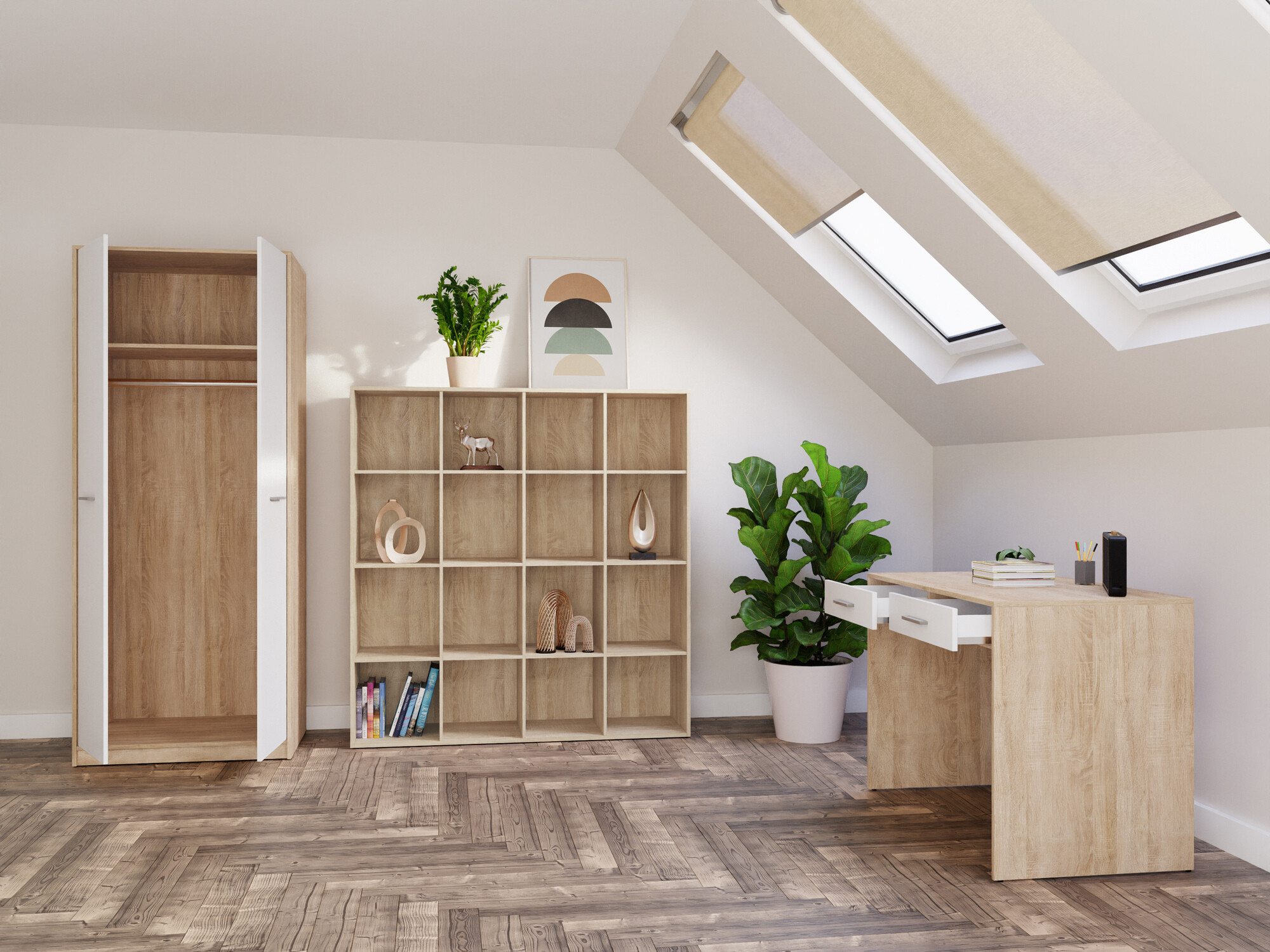 Thuiskantoorset Novsore 166 (Sonoma eik + Wit)