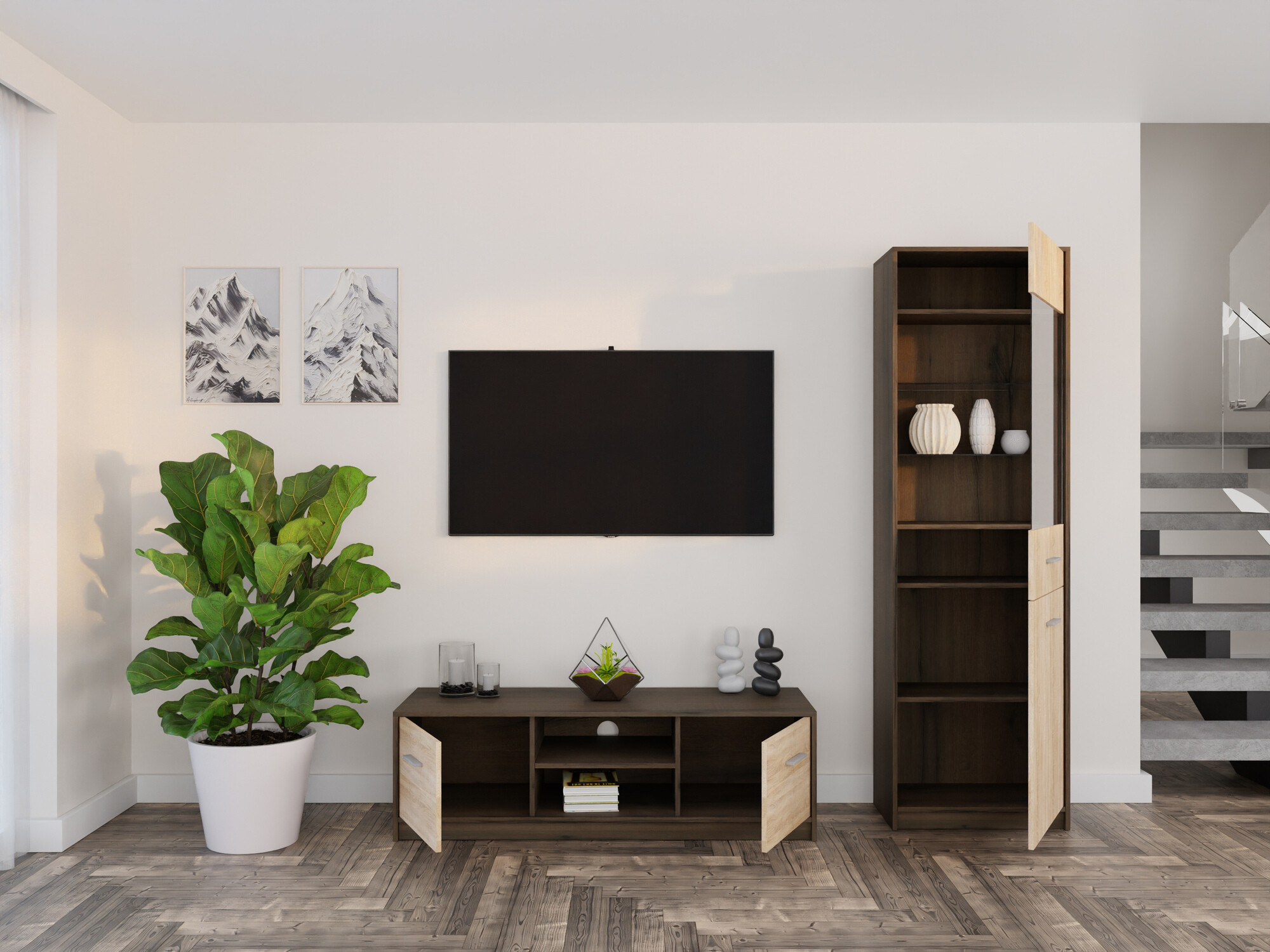 Woonkamerset Novsore 161 (Donkere eik + Sonoma eik)