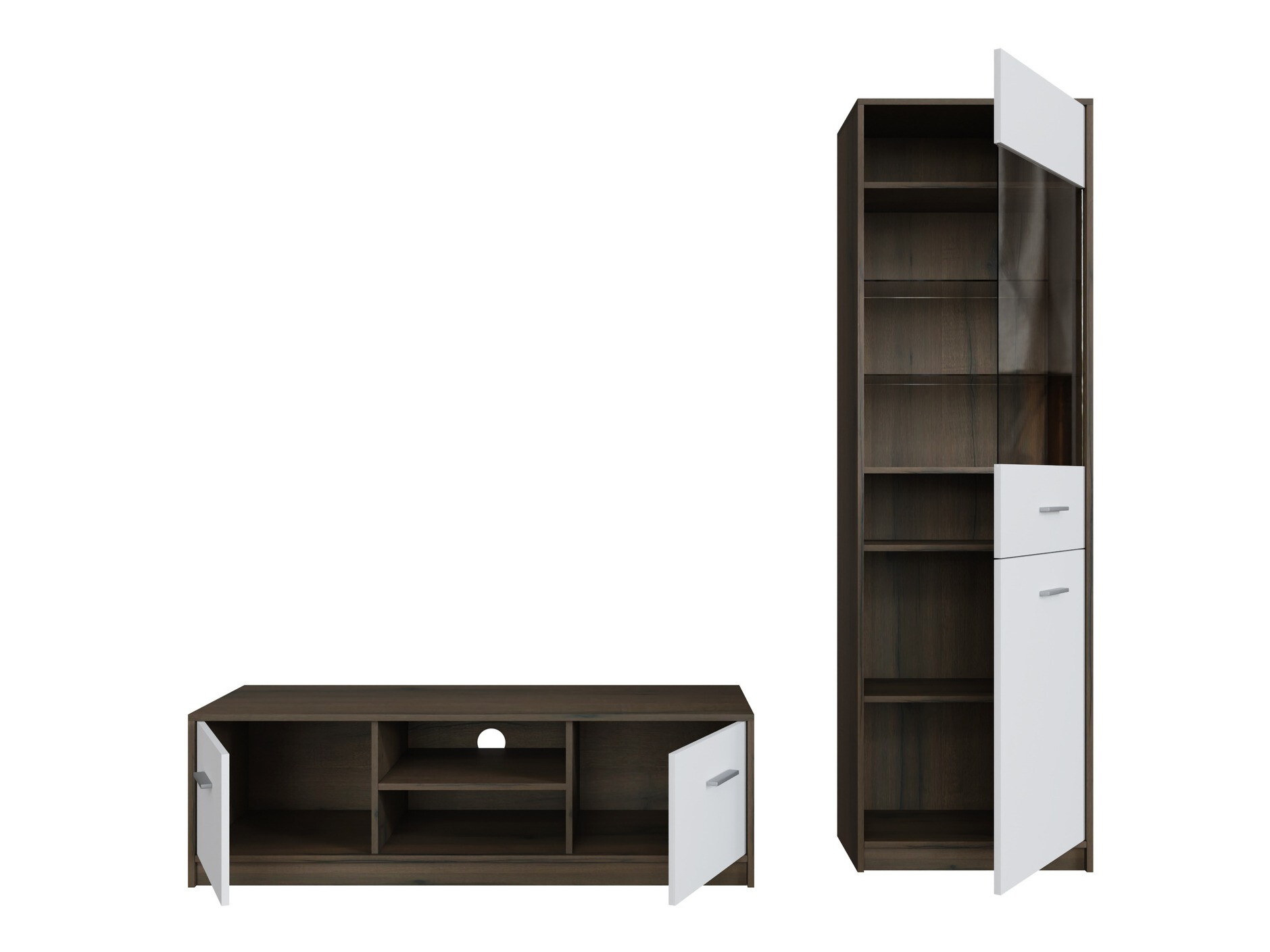 Woonkamerset Novsore 161 (Donkere eik + Wit)