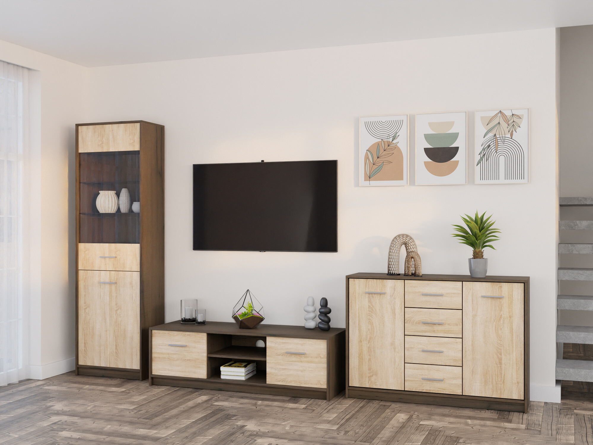 Woonkamerset Novsore 162 (Donkere eik + Sonoma eik)