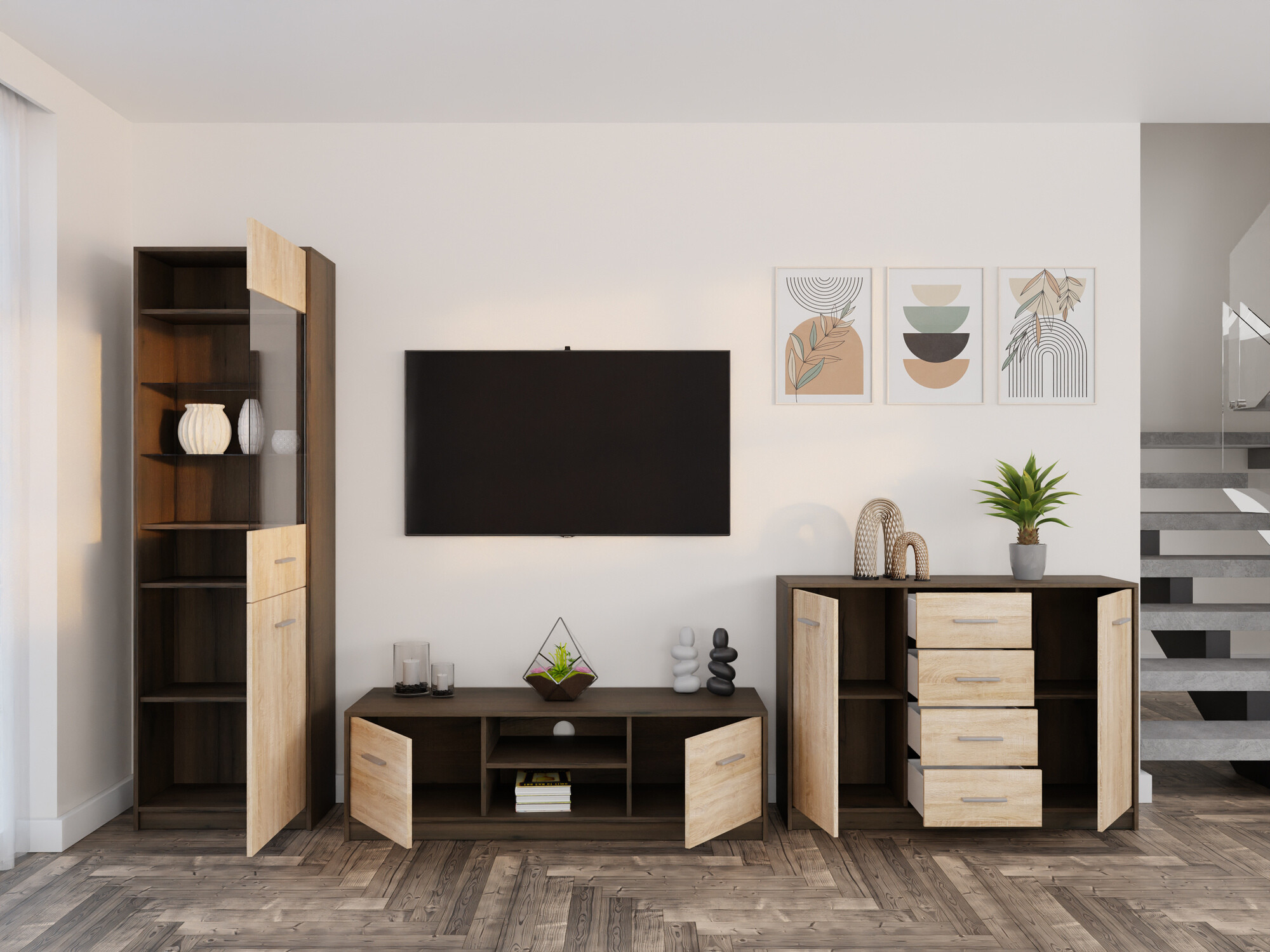 Woonkamerset Novsore 162 (Donkere eik + Sonoma eik)