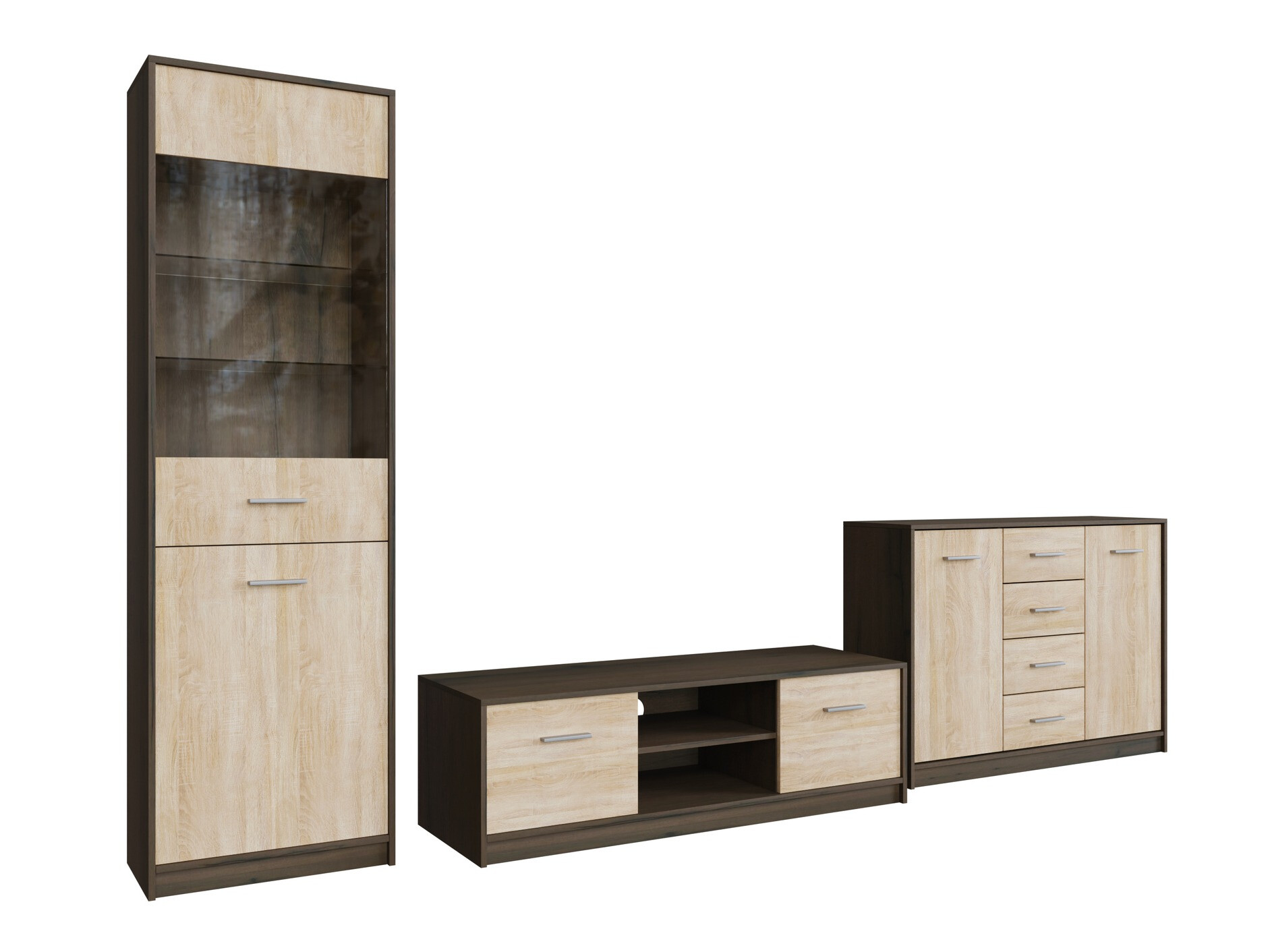 Woonkamerset Novsore 162 (Donkere eik + Sonoma eik)