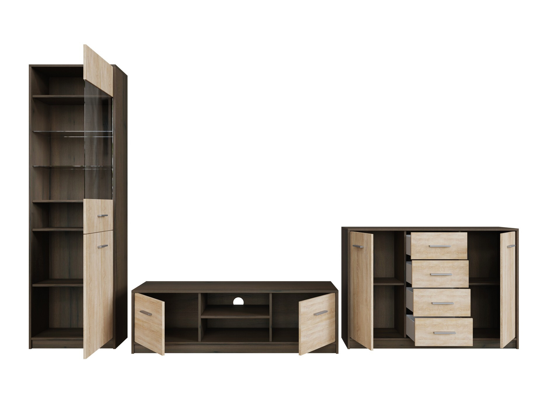 Woonkamerset Novsore 162 (Donkere eik + Sonoma eik)