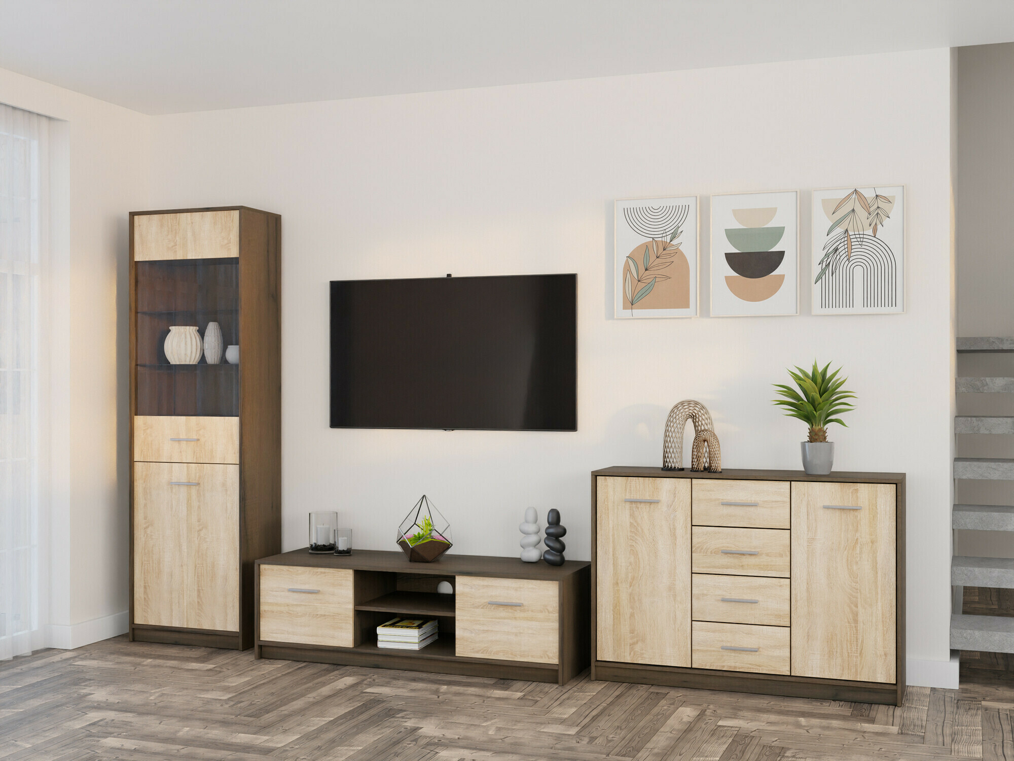 Woonkamerset Novsore 162 (Donkere eik + Sonoma eik)