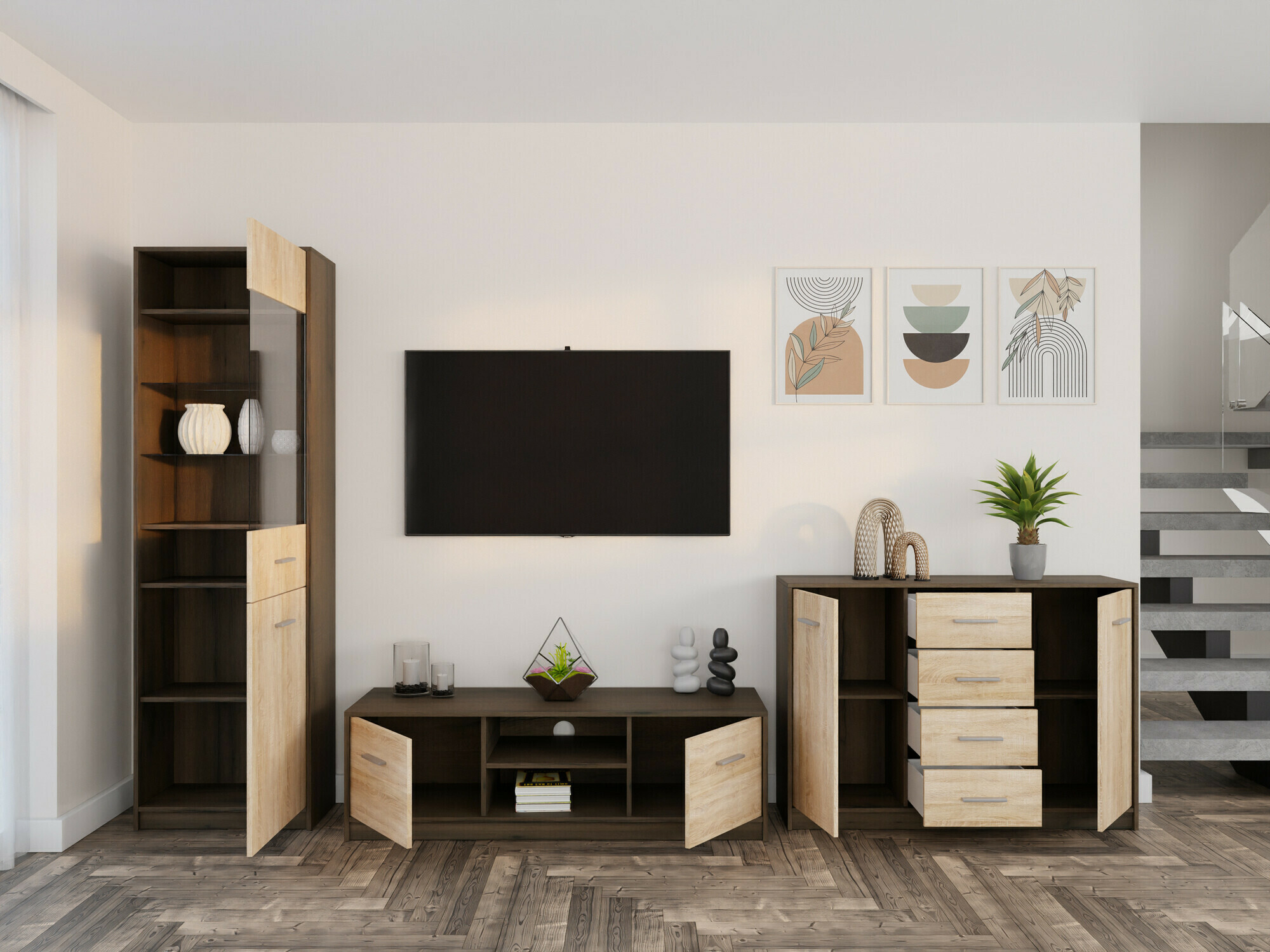 Woonkamerset Novsore 162 (Donkere eik + Sonoma eik)