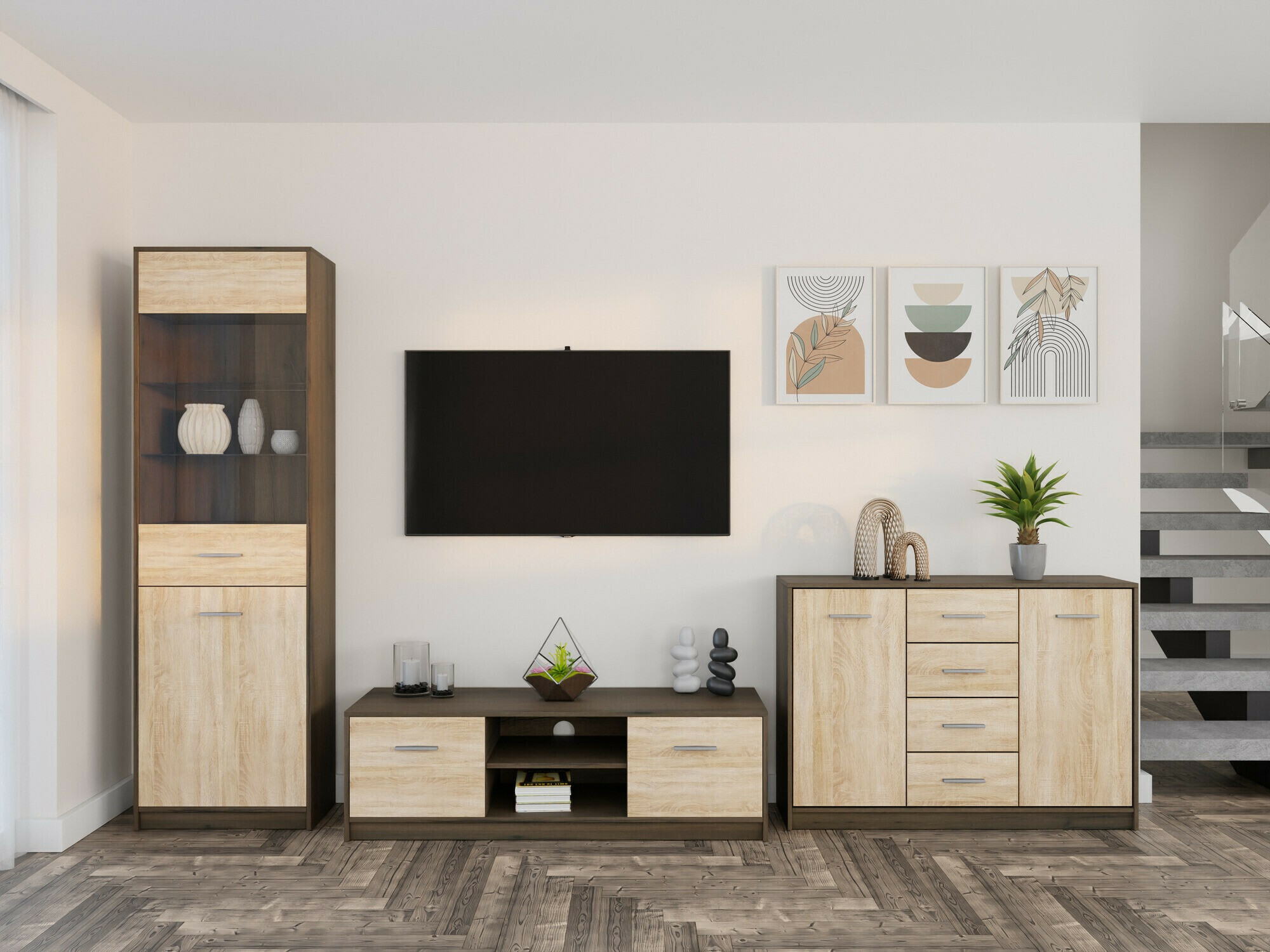 Woonkamerset Novsore 162 (Donkere eik + Sonoma eik)