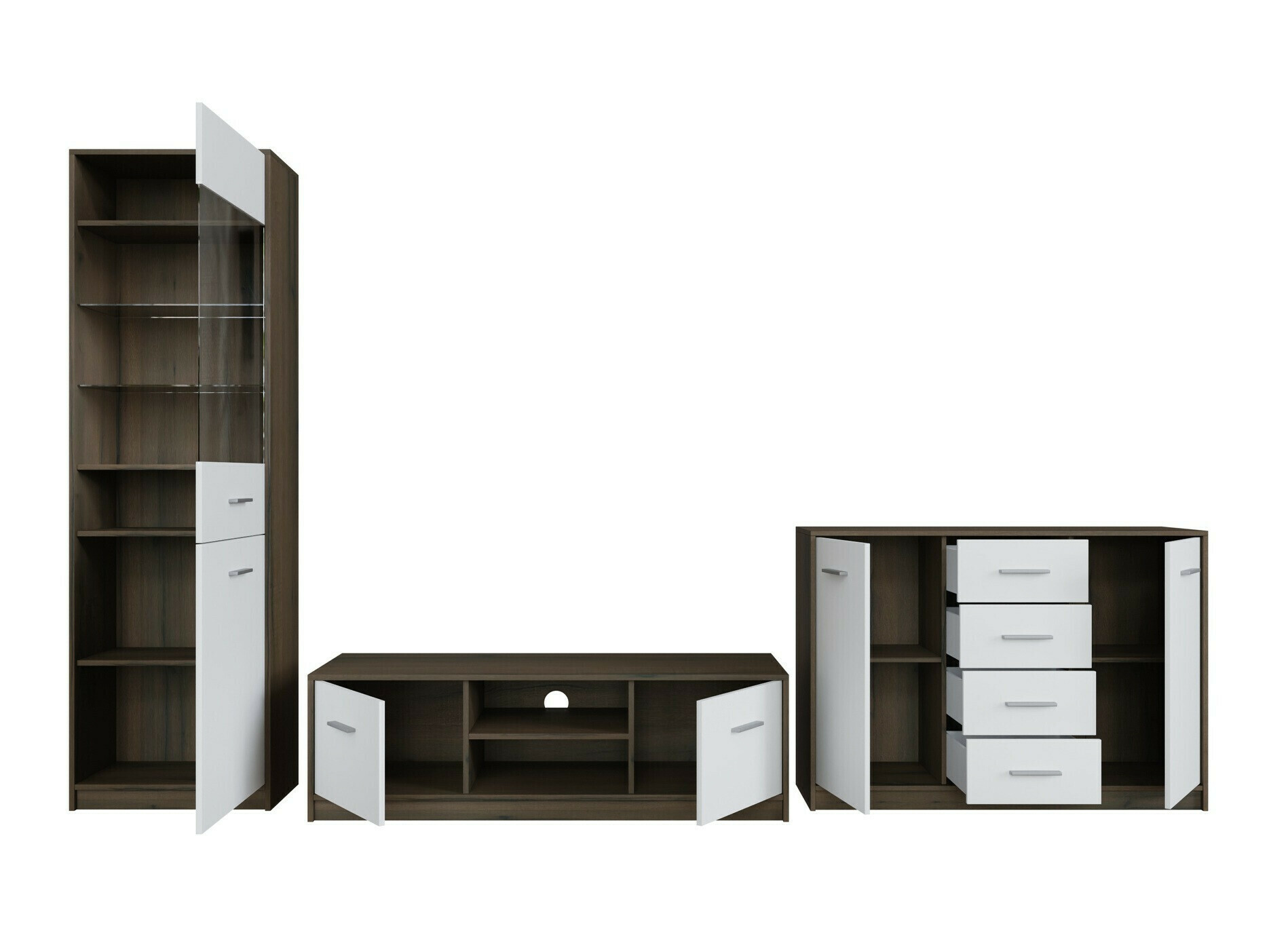 Woonkamerset Novsore 162 (Donkere eik + Wit)